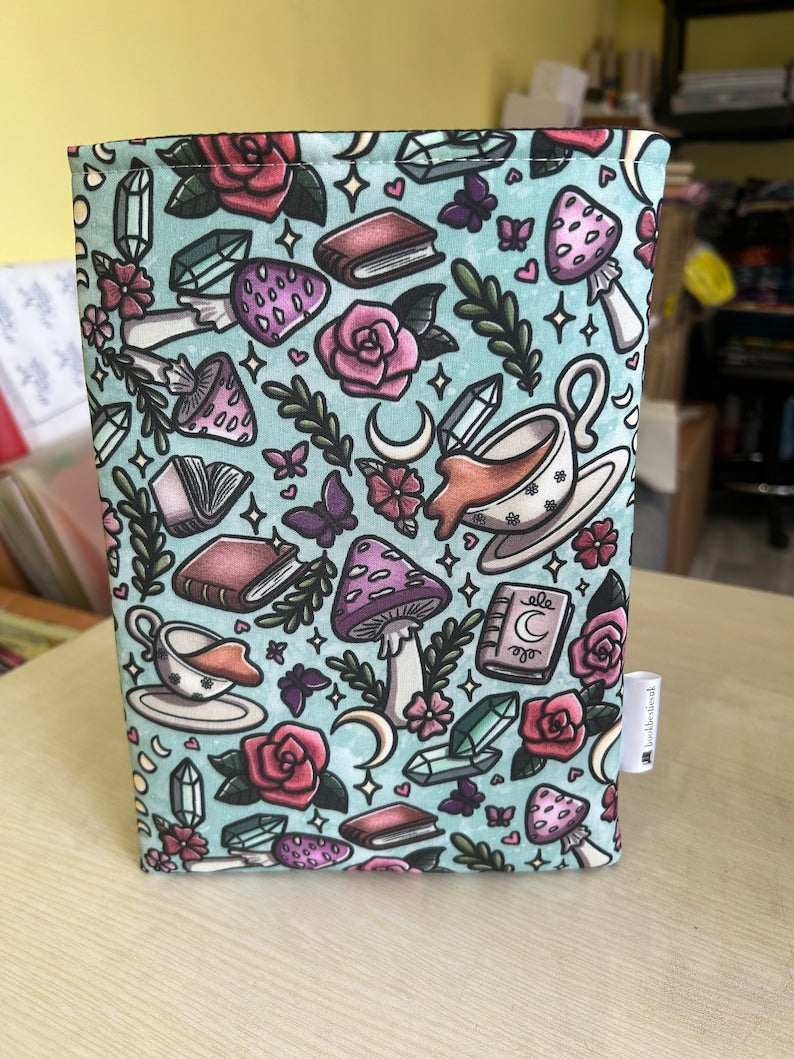 Mushroom tea party book sleeve book jacket booksleeve