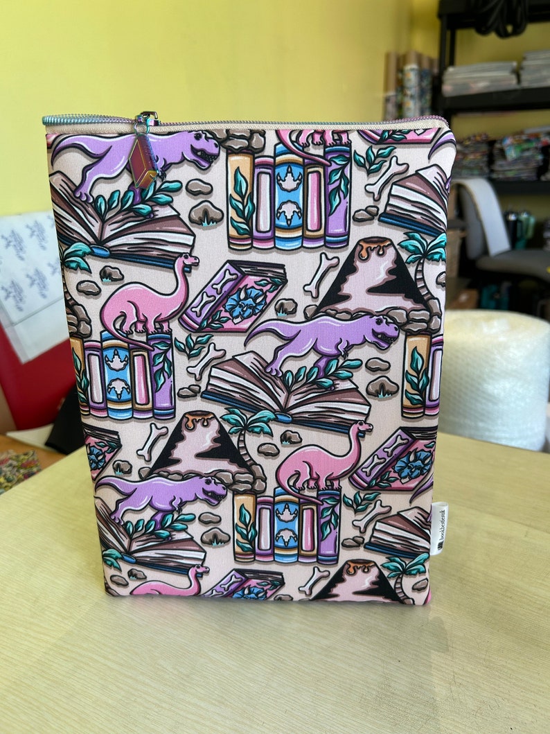Bookasaurus rex dinosaur bookish book sleeve book jacket booksleeve