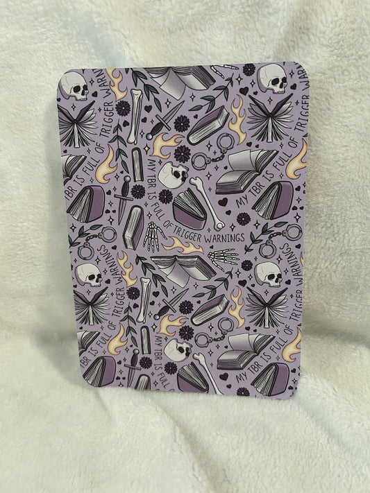 My TBR is full of trigger warnings lilac kindle insert for clear case