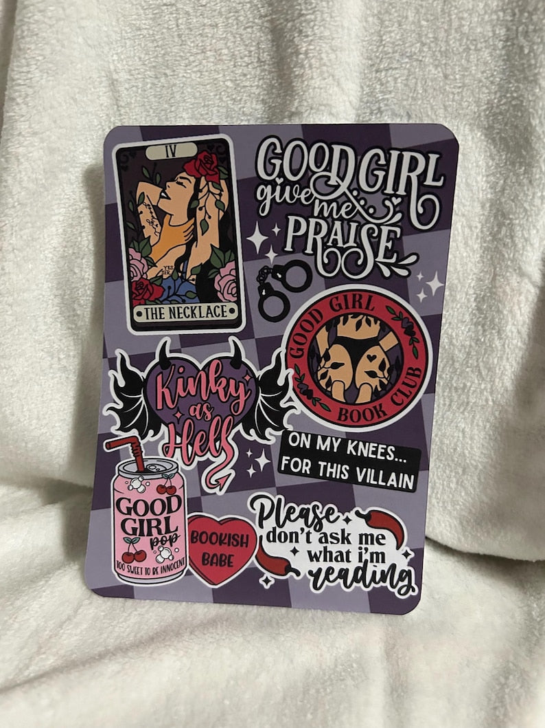 Good girl smut sticker style kindle insert for clear case
