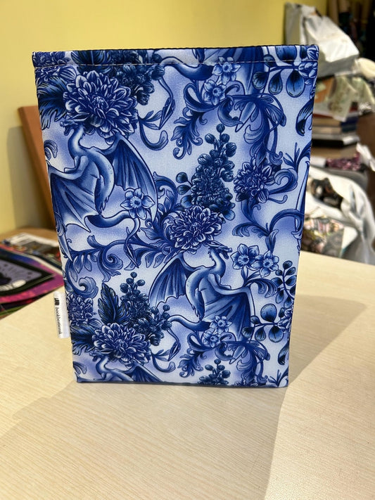 Porcelain dragons romantasy bookish book sleeve blue book jacket booksleeve