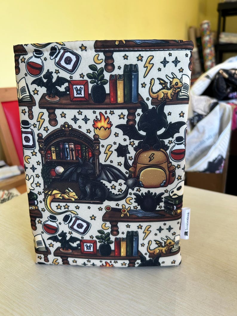 Beige book dragon bookish book sleeve book jacket booksleeve