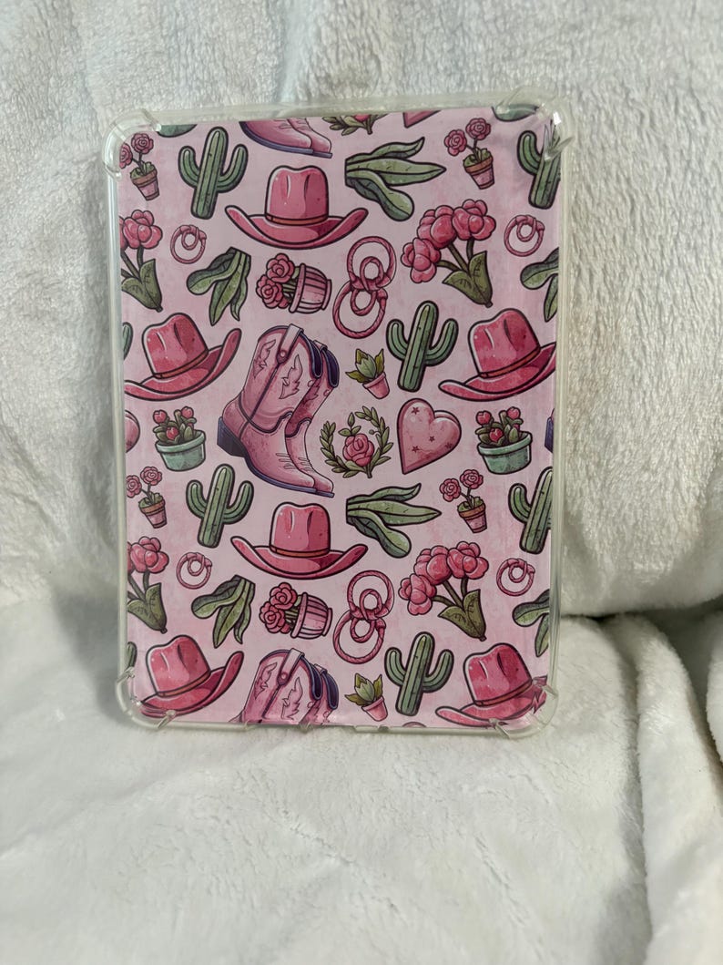 Pink western cowgirl kindle insert for clear case