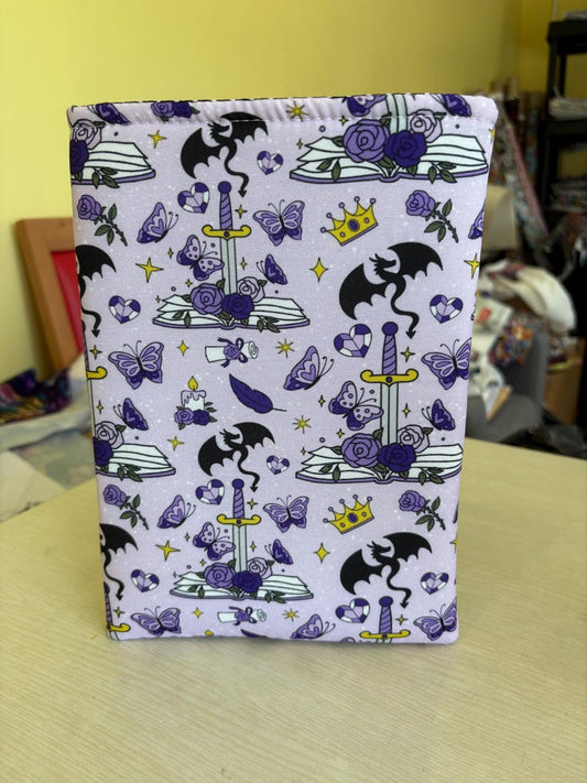 Lilac dragons and swords bookish book sleeve book jacket booksleeve