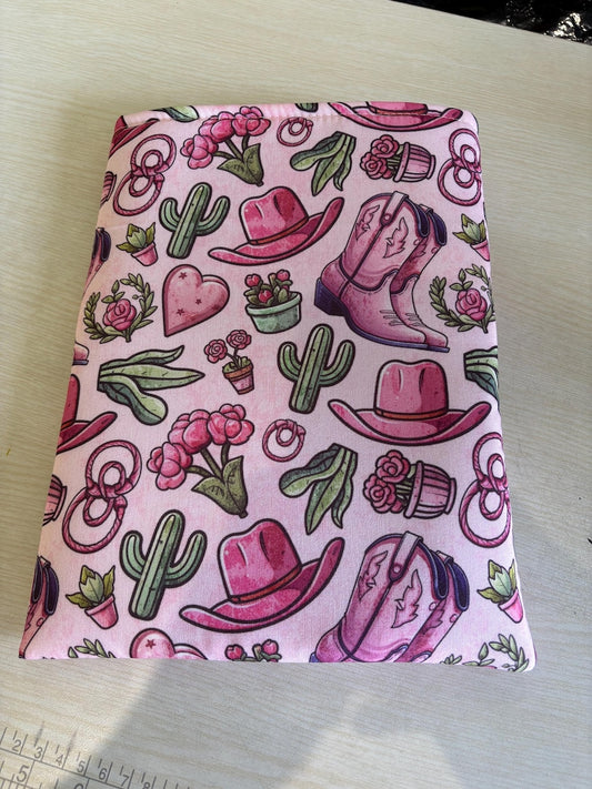 Pink western cowboy bookish book sleeve book jacket booksleeve