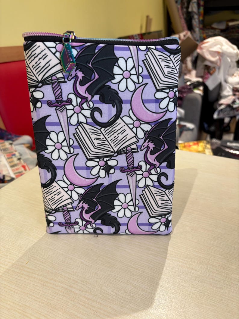 Lilac book dragons bookish book sleeve book jacket booksleeve