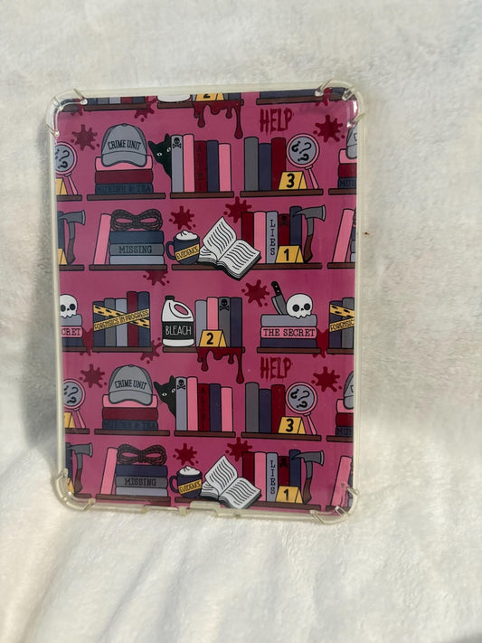 Pink thriller crime book case kindle insert for clear case
