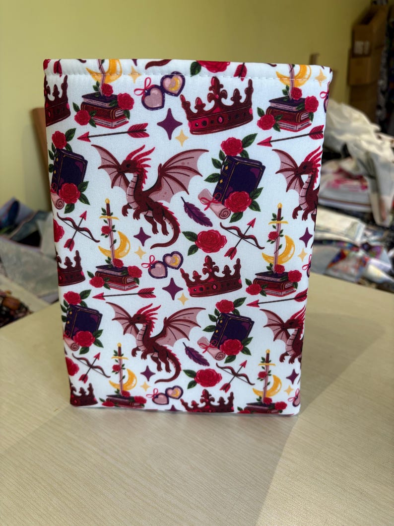 Red book dragon romantasy bookish book sleeve book jacket booksleeve