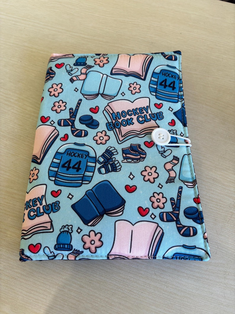 Cartoon hockey romance bookish book sleeve book jacket booksleeve