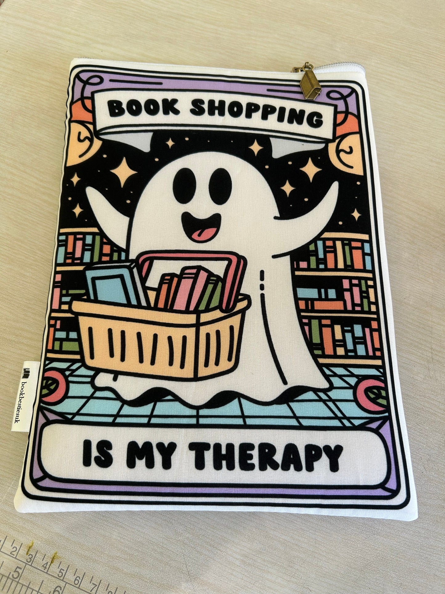 Book shopping is my therapy bookbestie book sleeve padded and lined book protector **2 sizes** book jackets, fabric dust jackets