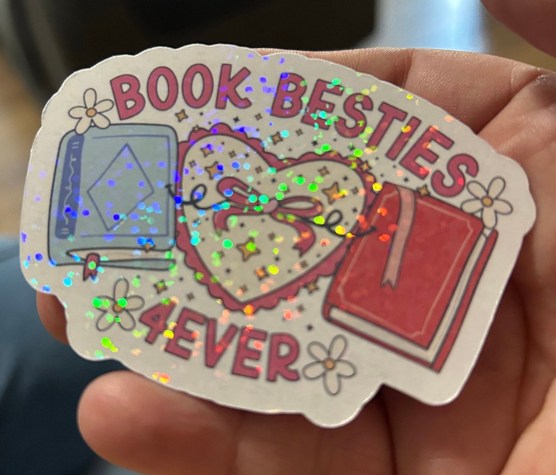 Book besties 4 EVA sparkly sticker bookish book lover reader sticker for kindle, kindle decal decoration,