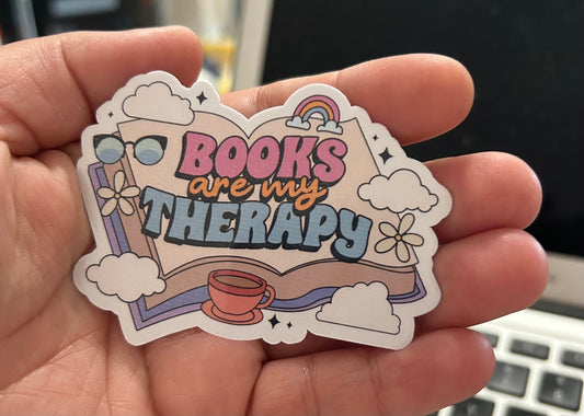 Books are my therapy glossy sticker bookish book lover reader sticker for kindle, kindle decal decoration,