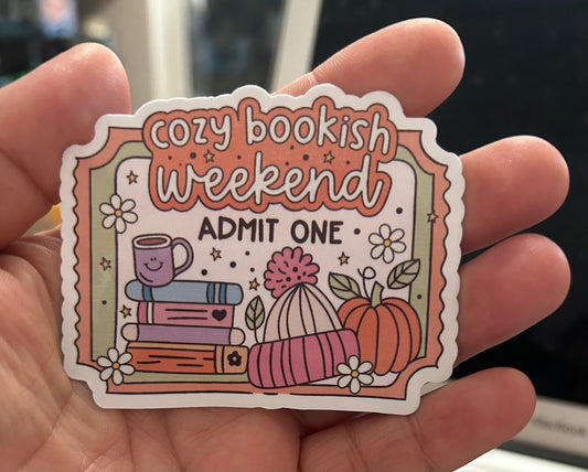 Cozy bookish weekend glossy sticker bookish book lover reader sticker for kindle, kindle decal decoration,