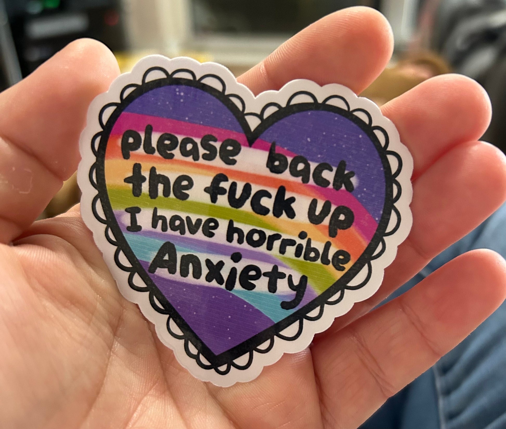 Please back up I have anxiety funny sweary motivational glossy sticker bookish book lover reader sticker for kindle, kindle decal decoration