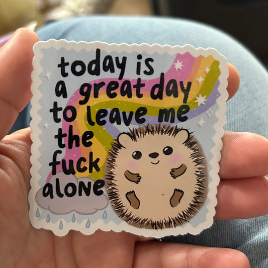 Today is a great day to leave me alone funny sweary motivational glossy sticker sticker for kindle, kindle decal decoration