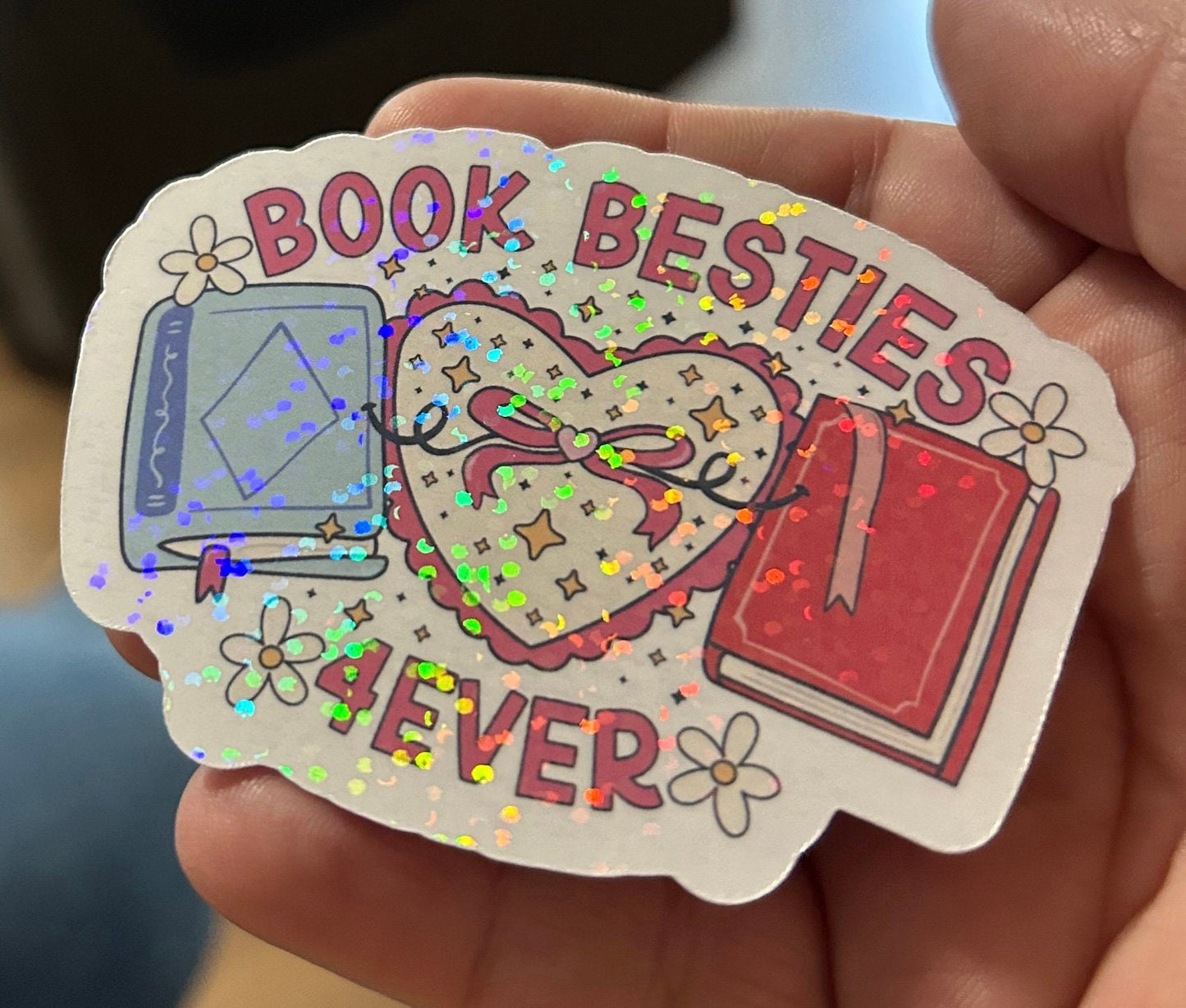 Book besties 4 EVA sparkly sticker bookish book lover reader sticker for kindle, kindle decal decoration,