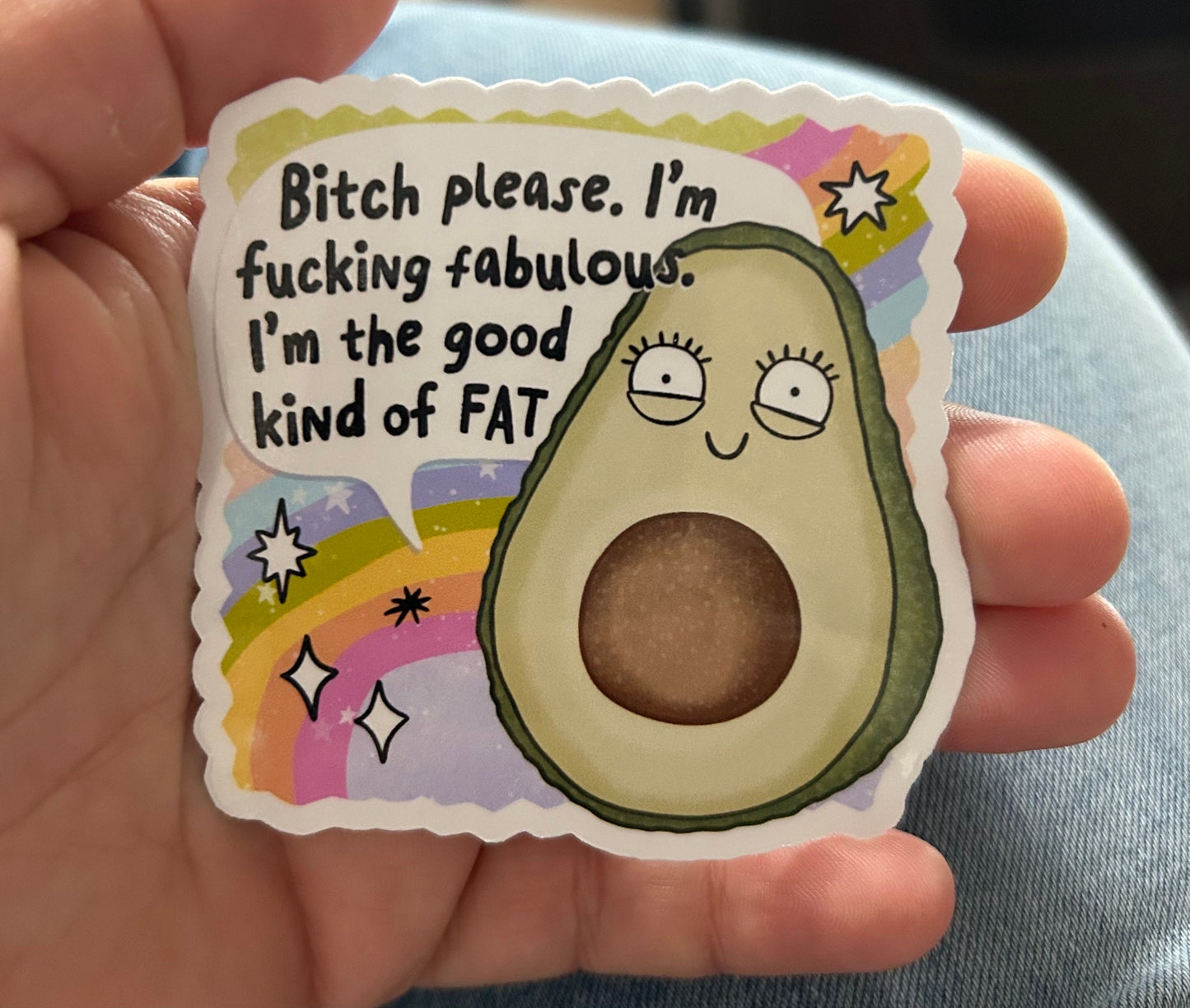 Body positive avocado funny sweary motivational glossy sticker sticker for kindle, kindle decal decoration