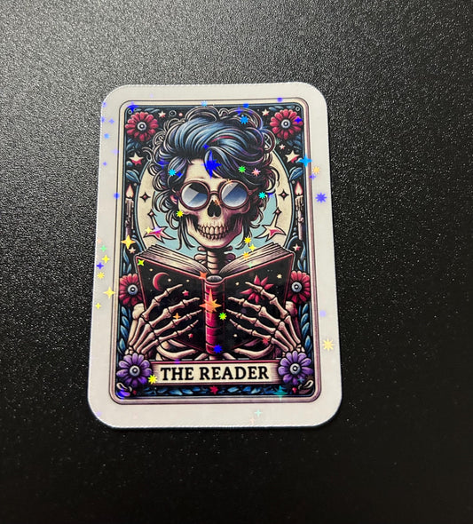 The reader tarot sparkly or glossy sticker bookish book lover reader sticker for kindle, kindle decal decoration