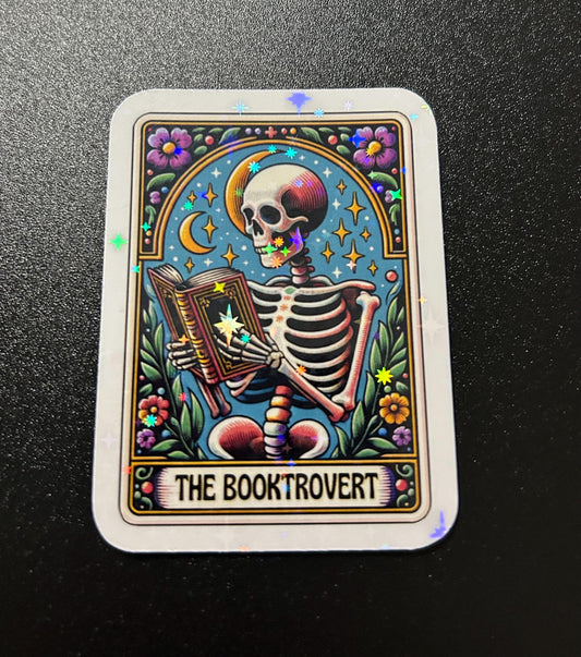 The Booktrovert tarot sparkly or glossy sticker bookish book lover reader sticker for kindle, kindle decal decoration