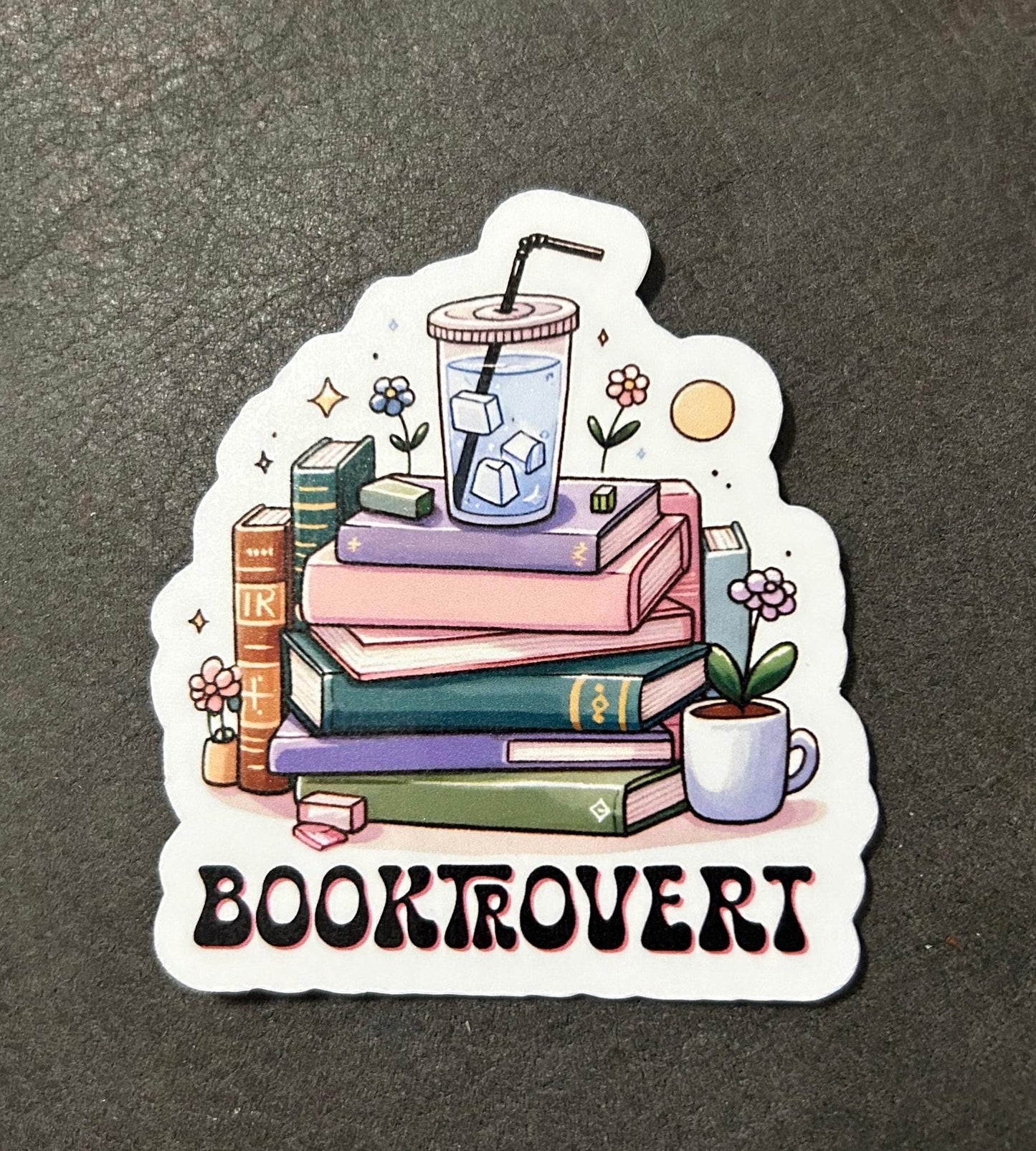 Booktrovert glossy sticker bookish book lover reader sticker for kindle, kindle decal decoration,