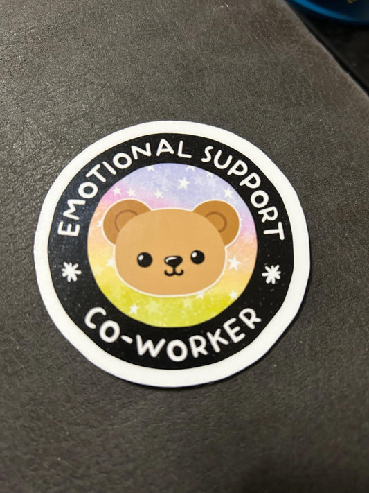 Emotional support co-worker funny motivational glossy sticker bookish book lover reader sticker for kindle, kindle decal decoration