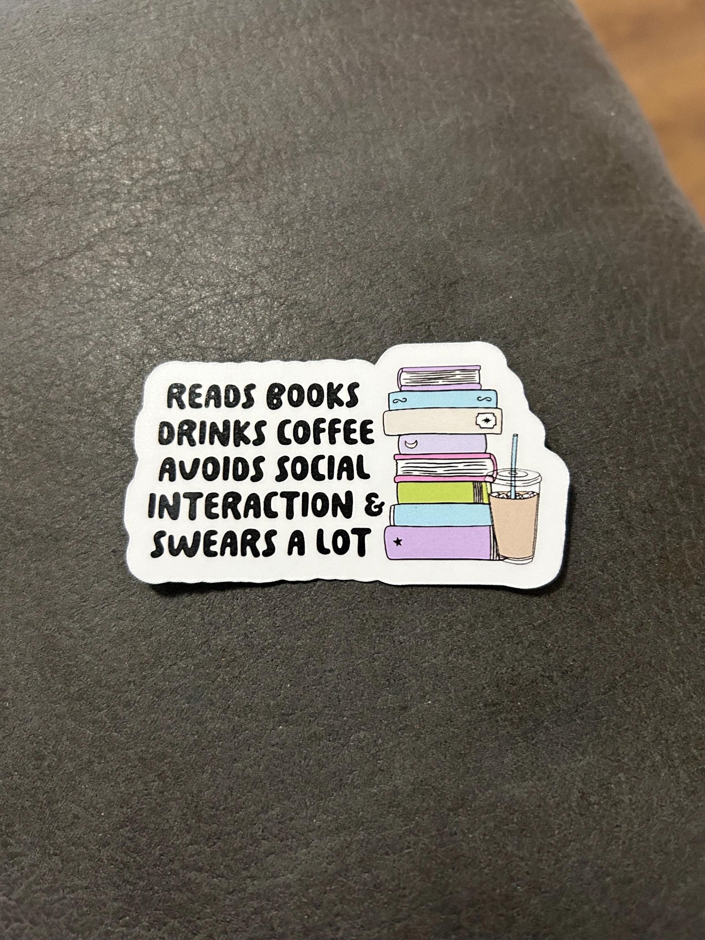 Reads books, drinks coffee sweats a lot book lover reader sticker bookish book lover reader sticker for kindle, kindle decal decoration,