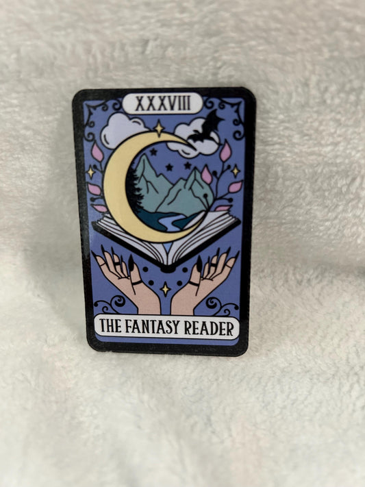 The fantasy reader trope reader tarot card style glossy sticker bookish book lover reader sticker for kindle, kindle decal decoration smutty