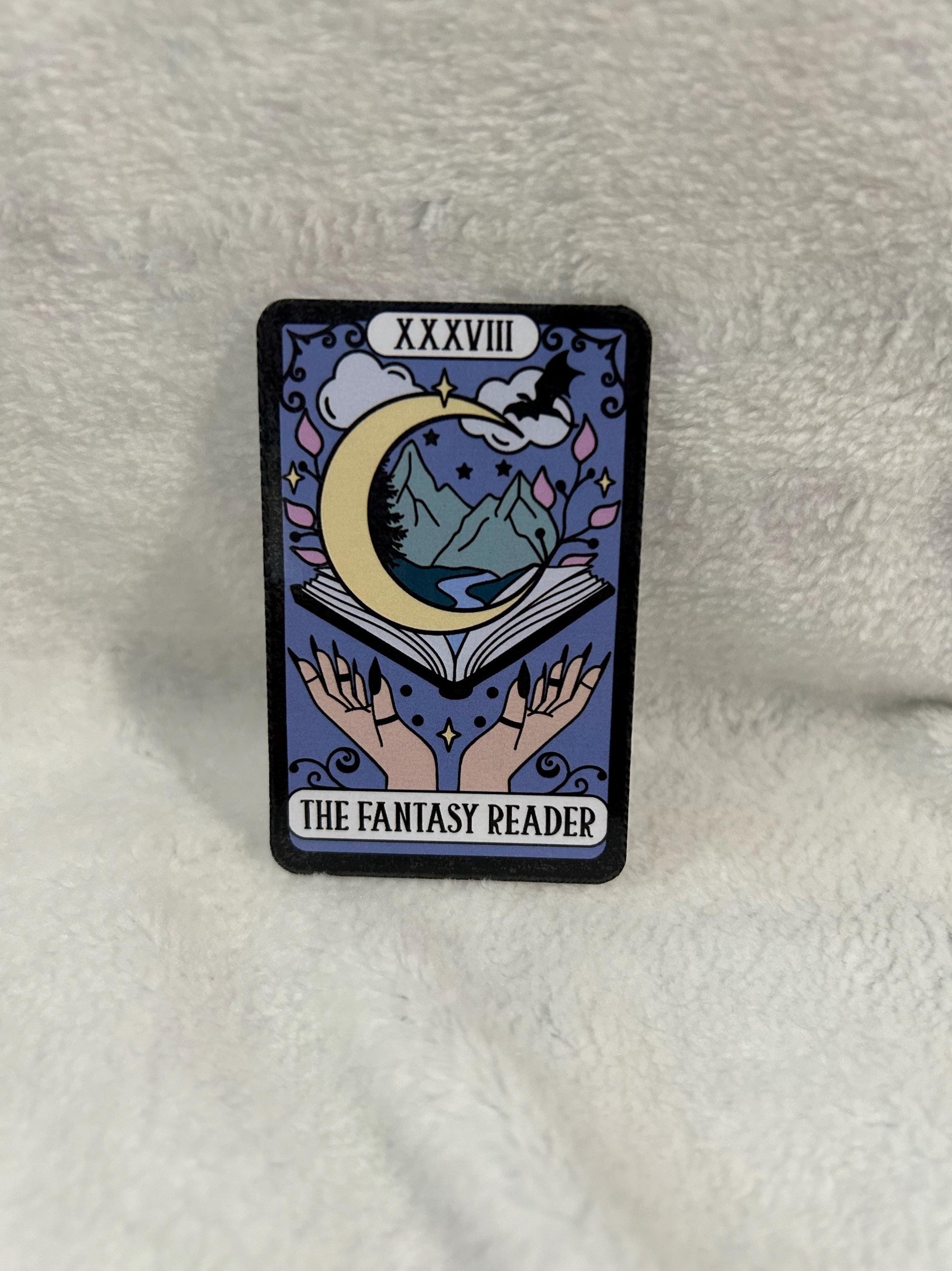 The fantasy reader trope reader tarot card style glossy sticker bookish book lover reader sticker for kindle, kindle decal decoration smutty