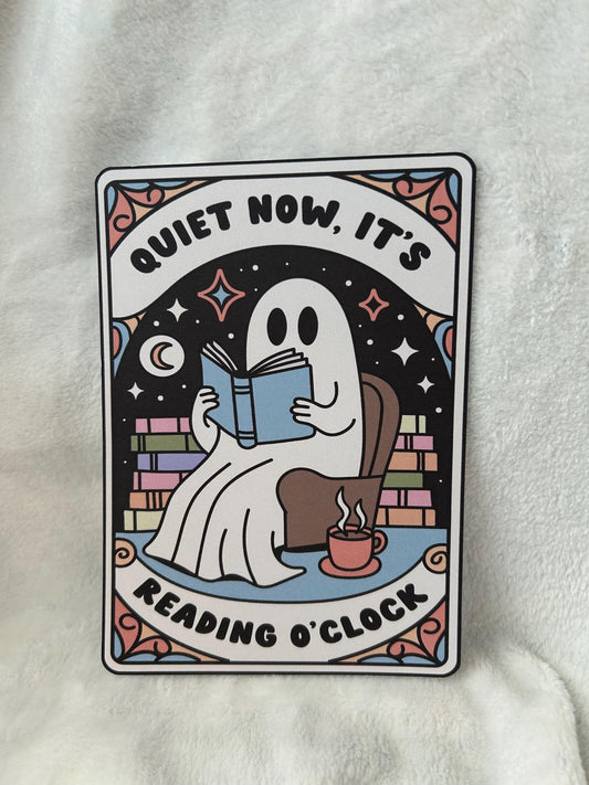 Quiet it’s reading o clock cute ghost kindle e reader insert card for clear case, kindle accessory decoration, kindle, paperwhite, oasis