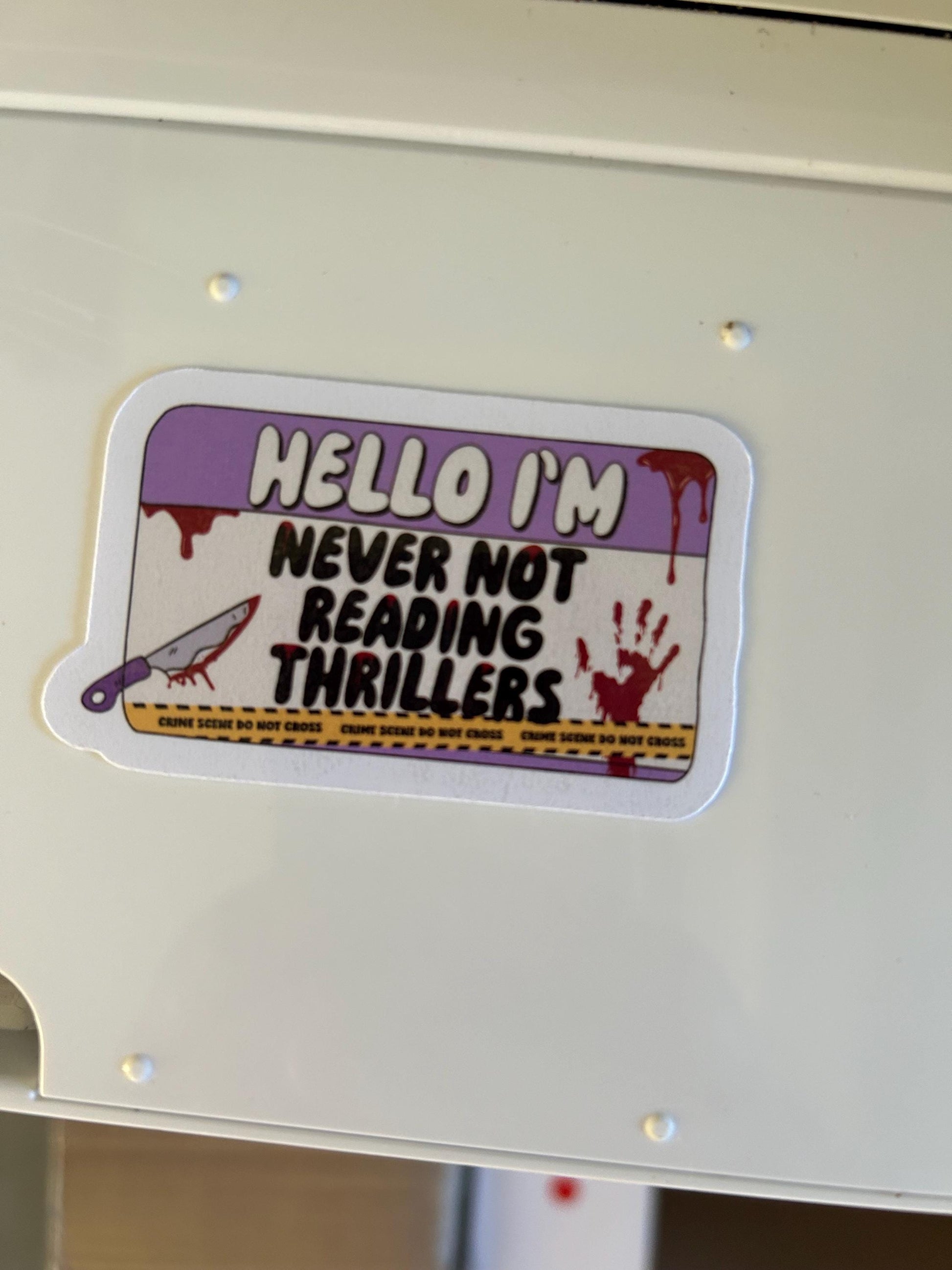 Hello I’m never not reading thrillers glossy sticker bookish book lover reader sticker for kindle, kindle decal decoration, bookish gift