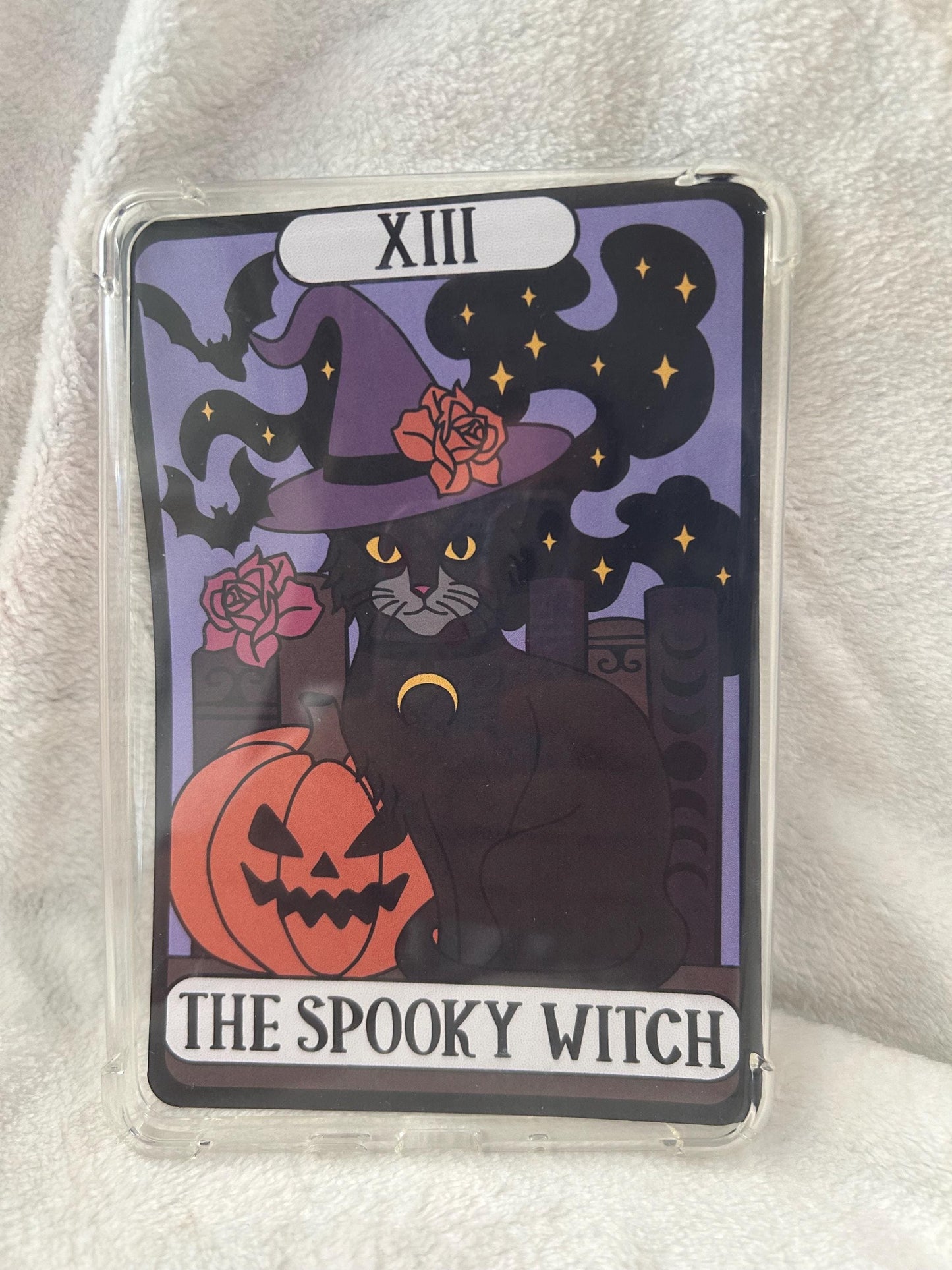 The spooky witch horror tarot style kindle e reader insert card for clear case, kindle accessory decoration, kindle, paperwhite, oasis