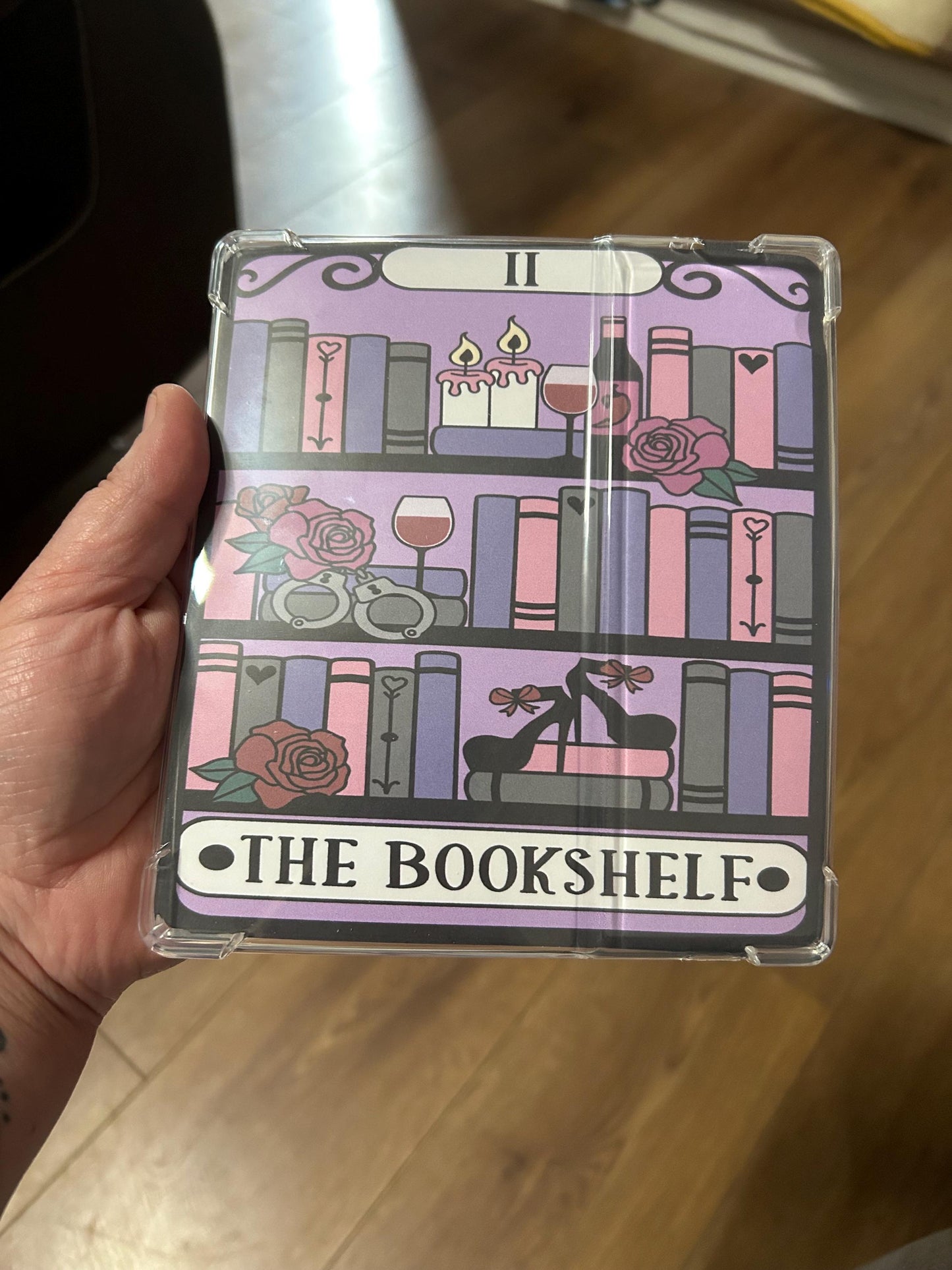 The bookshelf tarot style kindle e reader insert card for clear case, kindle accessory decoration, kindle, paperwhite, oasis bookish gift