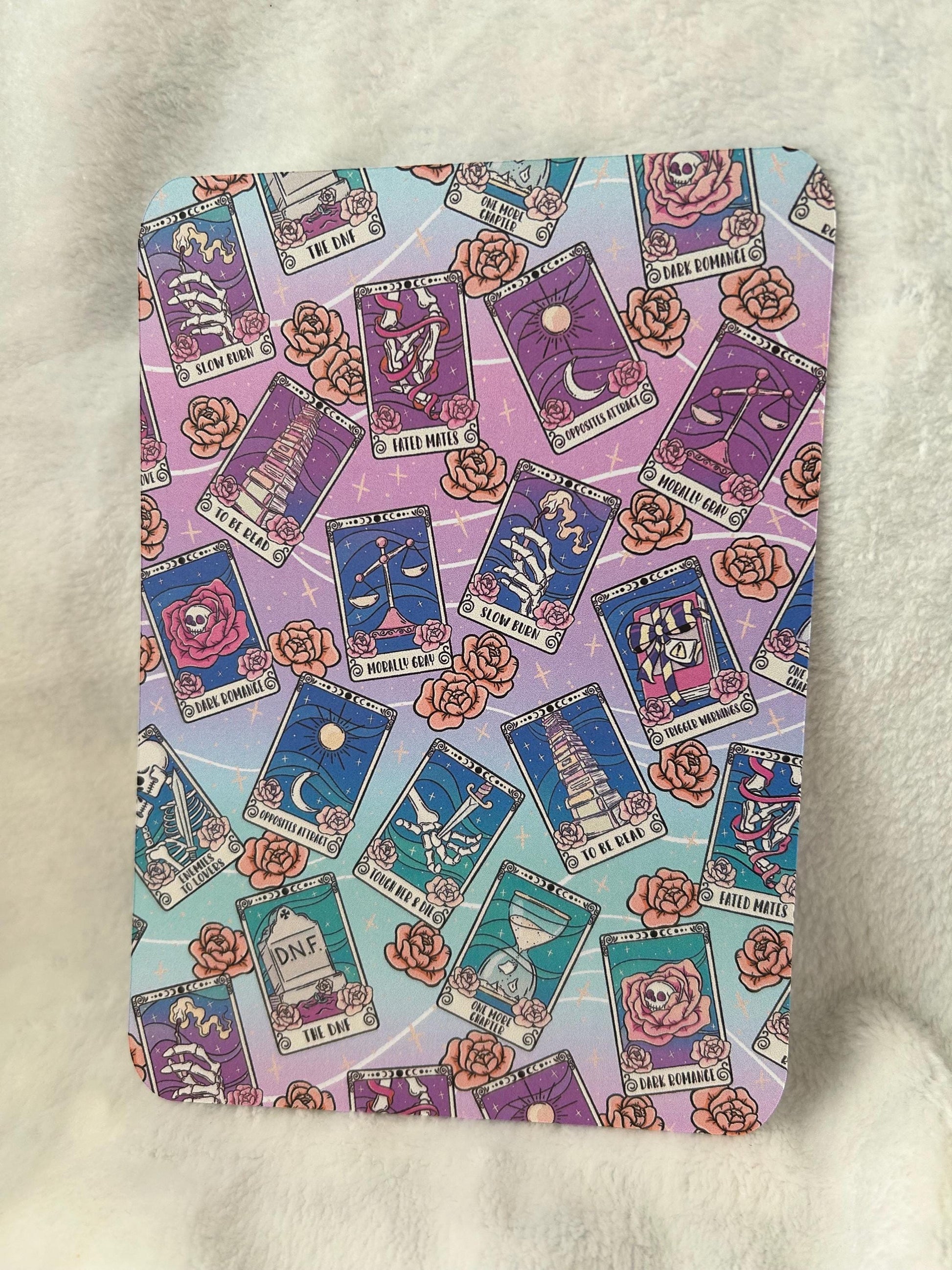 Pink scattered bookish tarot card kindle e reader insert for clear case, kindle accessory, kindle, paperwhite, oasis, scribe 10th 11th gen