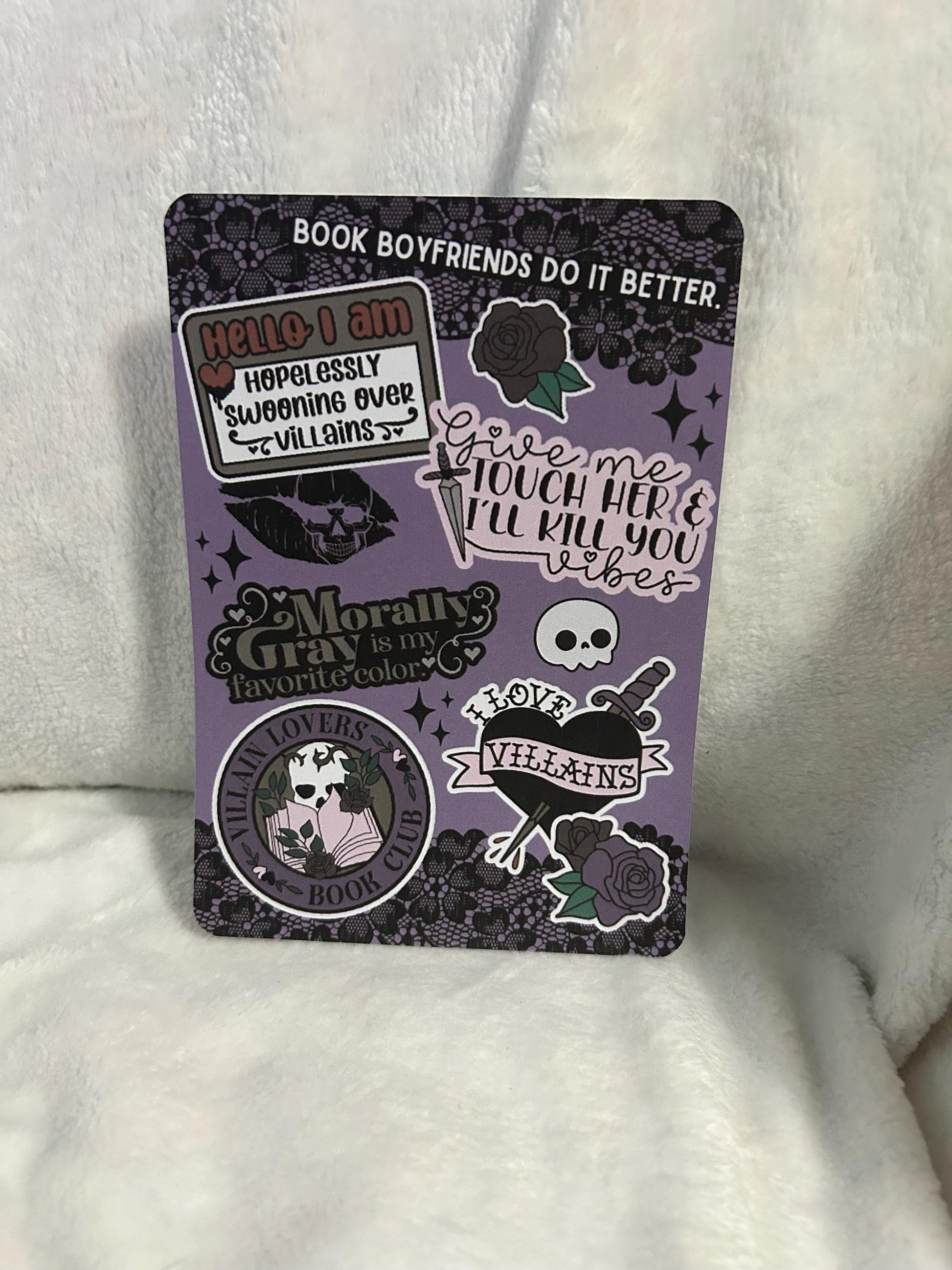 Villains morally grey sticker style kindle e reader insert card for clear case, kindle accessory decoration, kindle, paperwhite, oasis