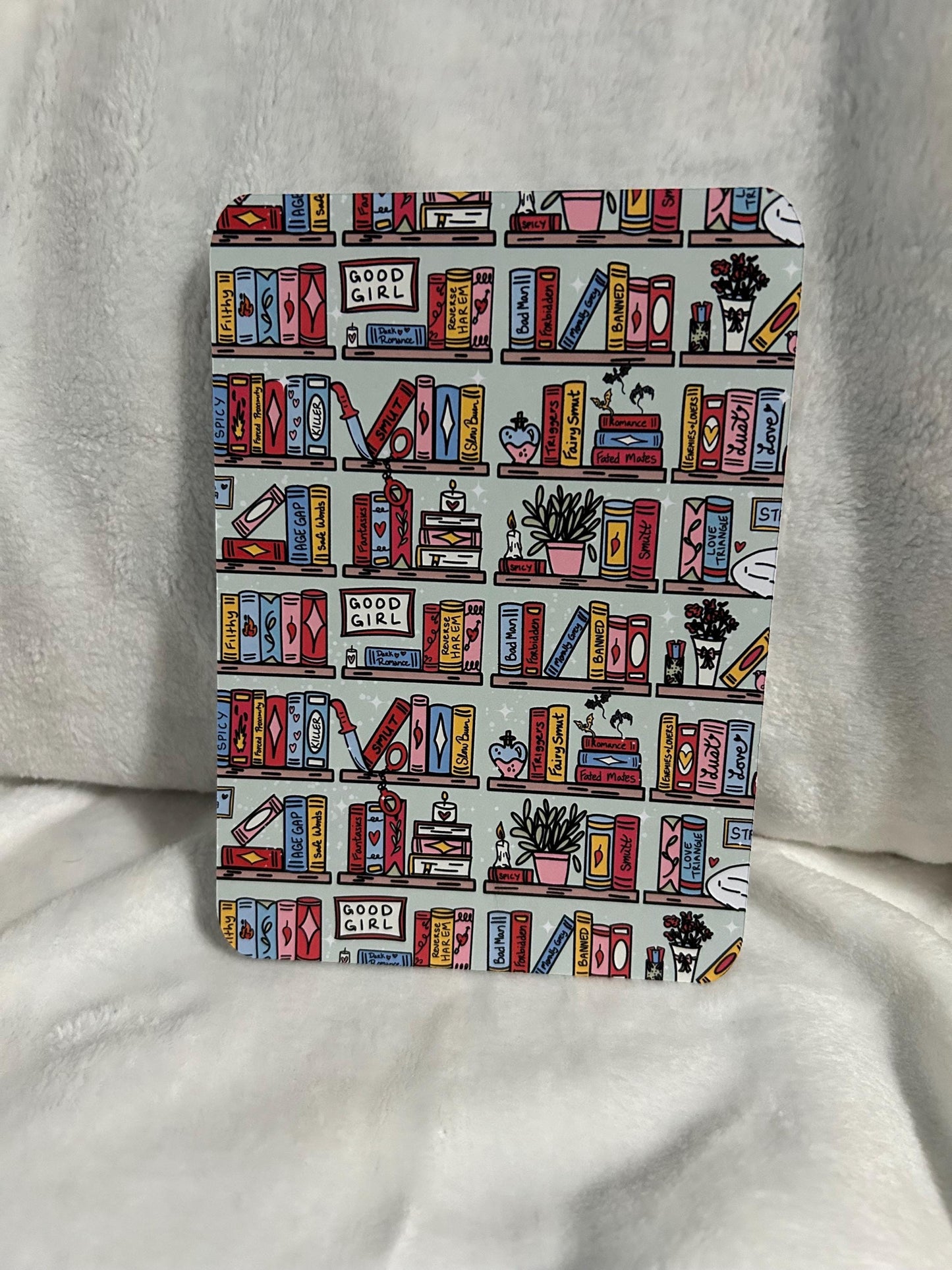 Smutty tropes book shelf bookshelf kindle e reader insert for clear case, kindle accessory, kindle, paperwhite, oasis, scribe 10th 11th ge