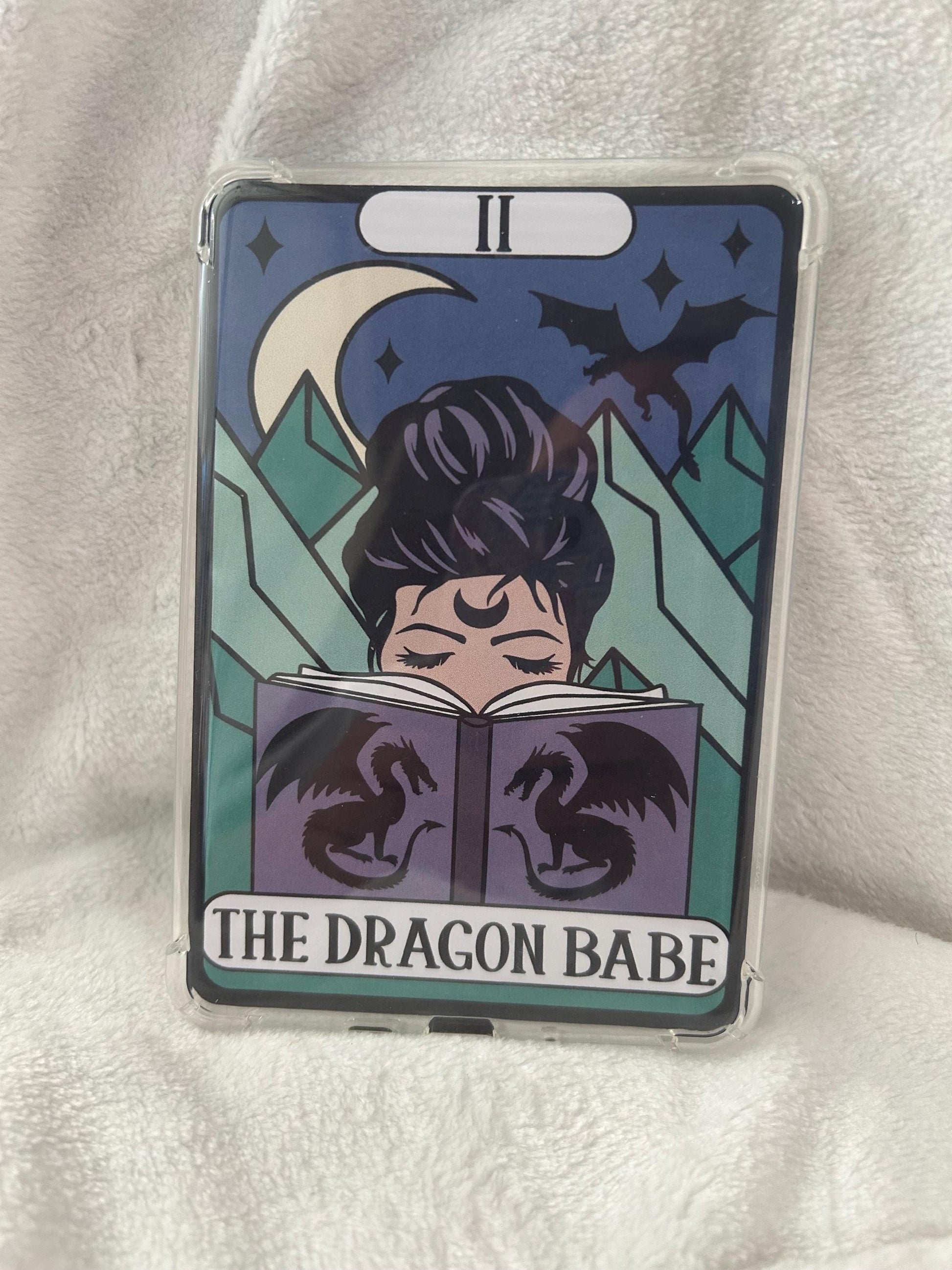 The dragon babe fantasy tarot style kindle e reader insert card for clear case, kindle accessory decoration, kindle, paperwhite, oasis