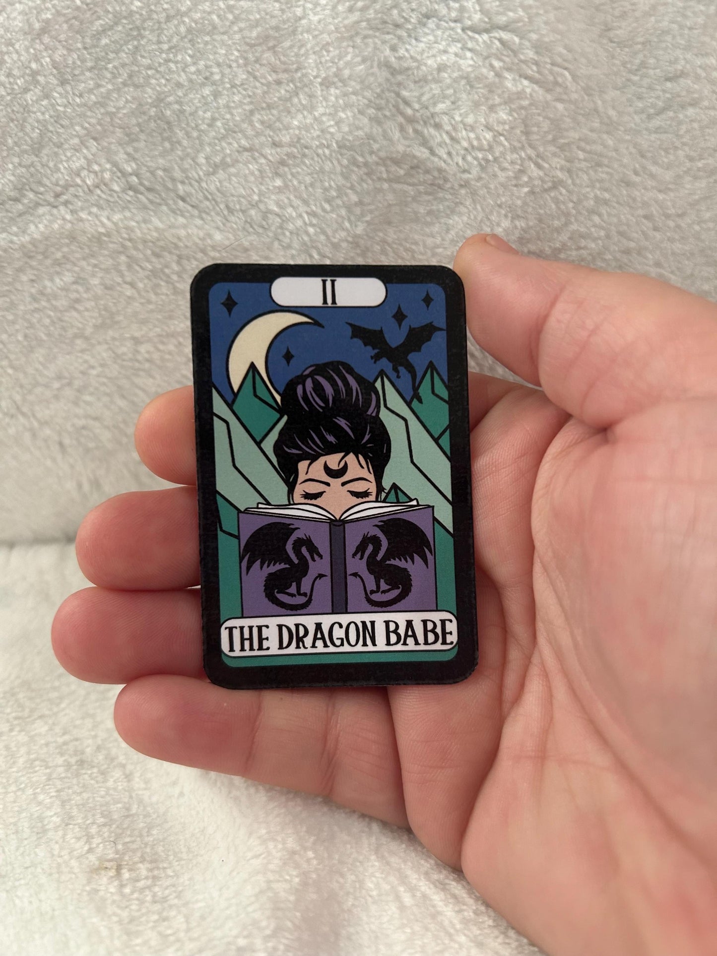 The dragon babe fantasy reader tarot sparkle or glossy sticker bookish book lover reader sticker for kindle, kindle decal decoration