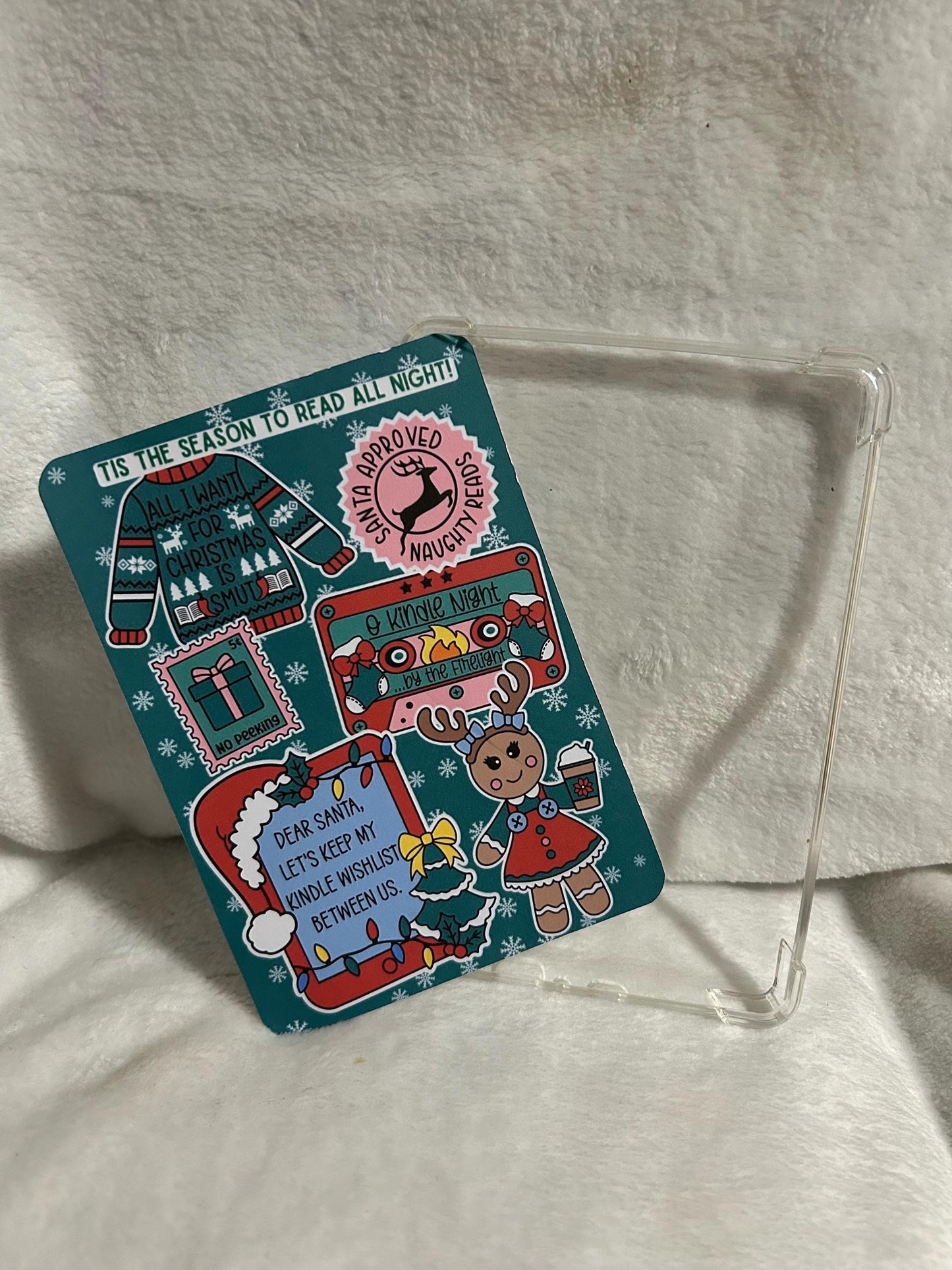 Smutmas Christmas sticker style kindle e reader insert card for clear case, kindle accessory decoration, kindle, paperwhite, oasis12th gen