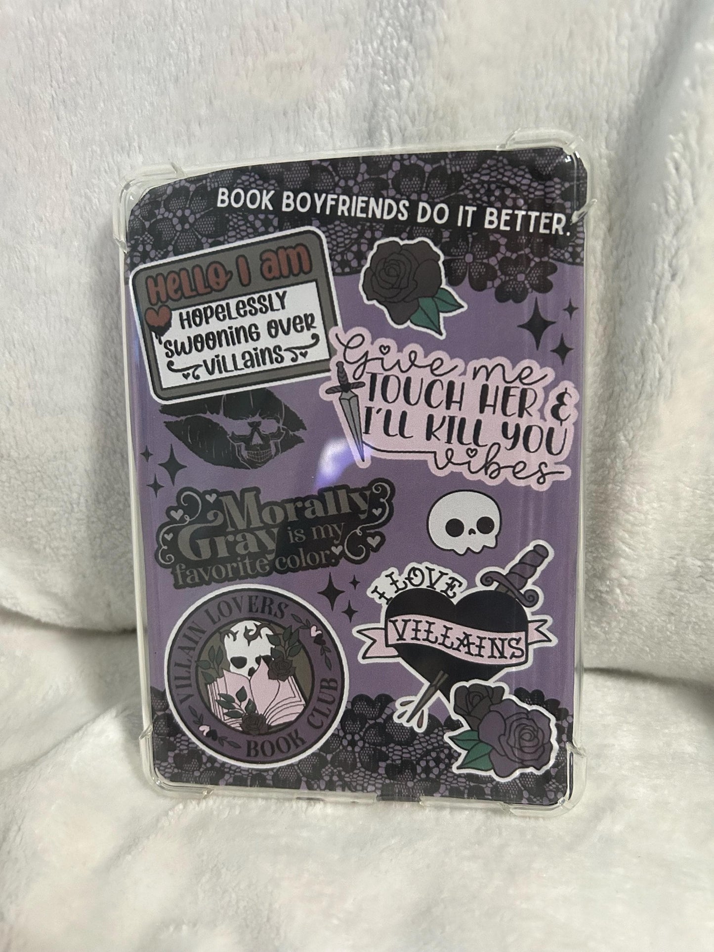 Villains morally grey sticker style kindle e reader insert card for clear case, kindle accessory decoration, kindle, paperwhite, oasis