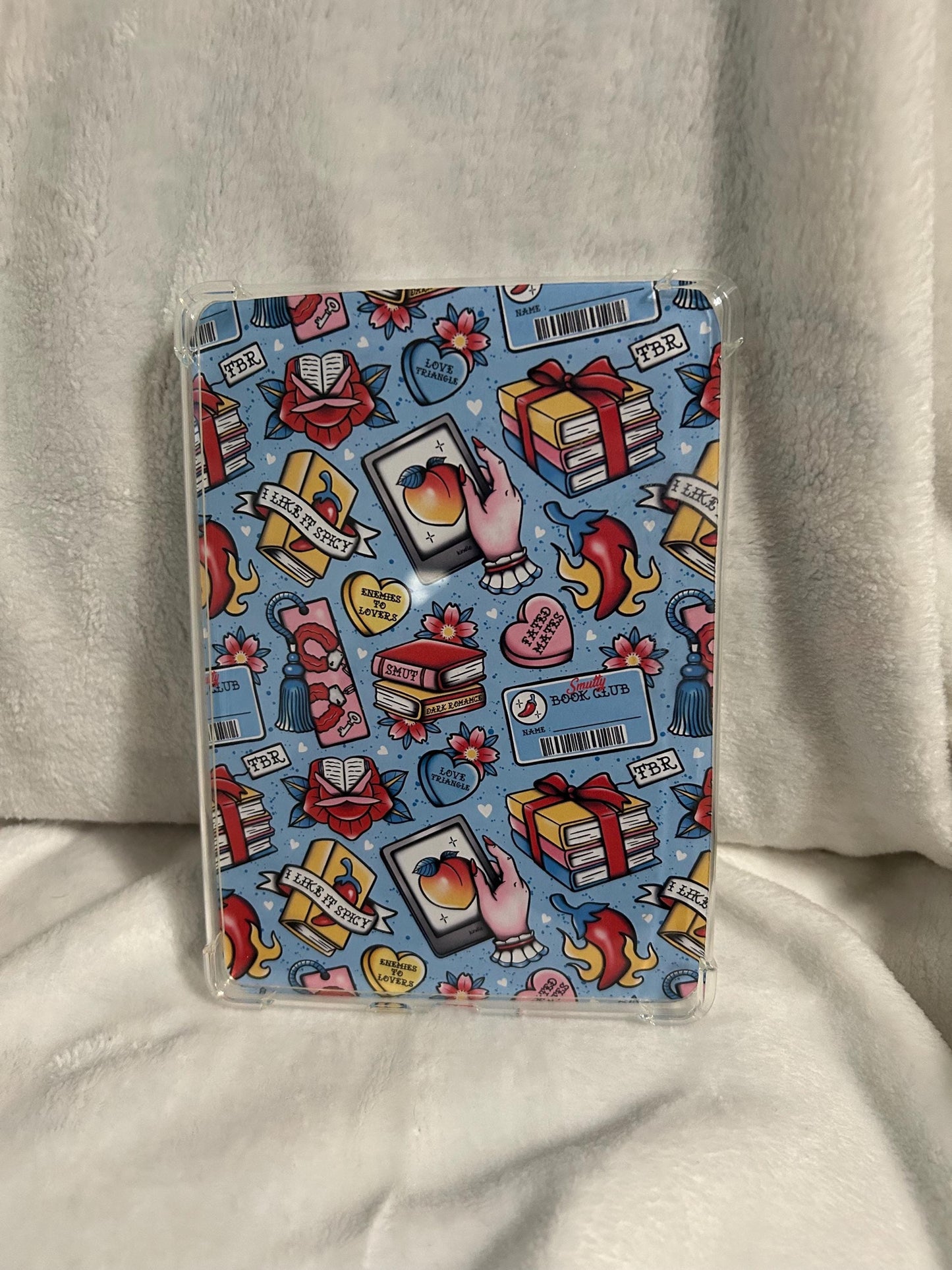 Smutty bookish retro tattoo style kindle e reader insert for clear case, kindle accessory, kindle, paperwhite, oasis, scribe 10th 11th ge