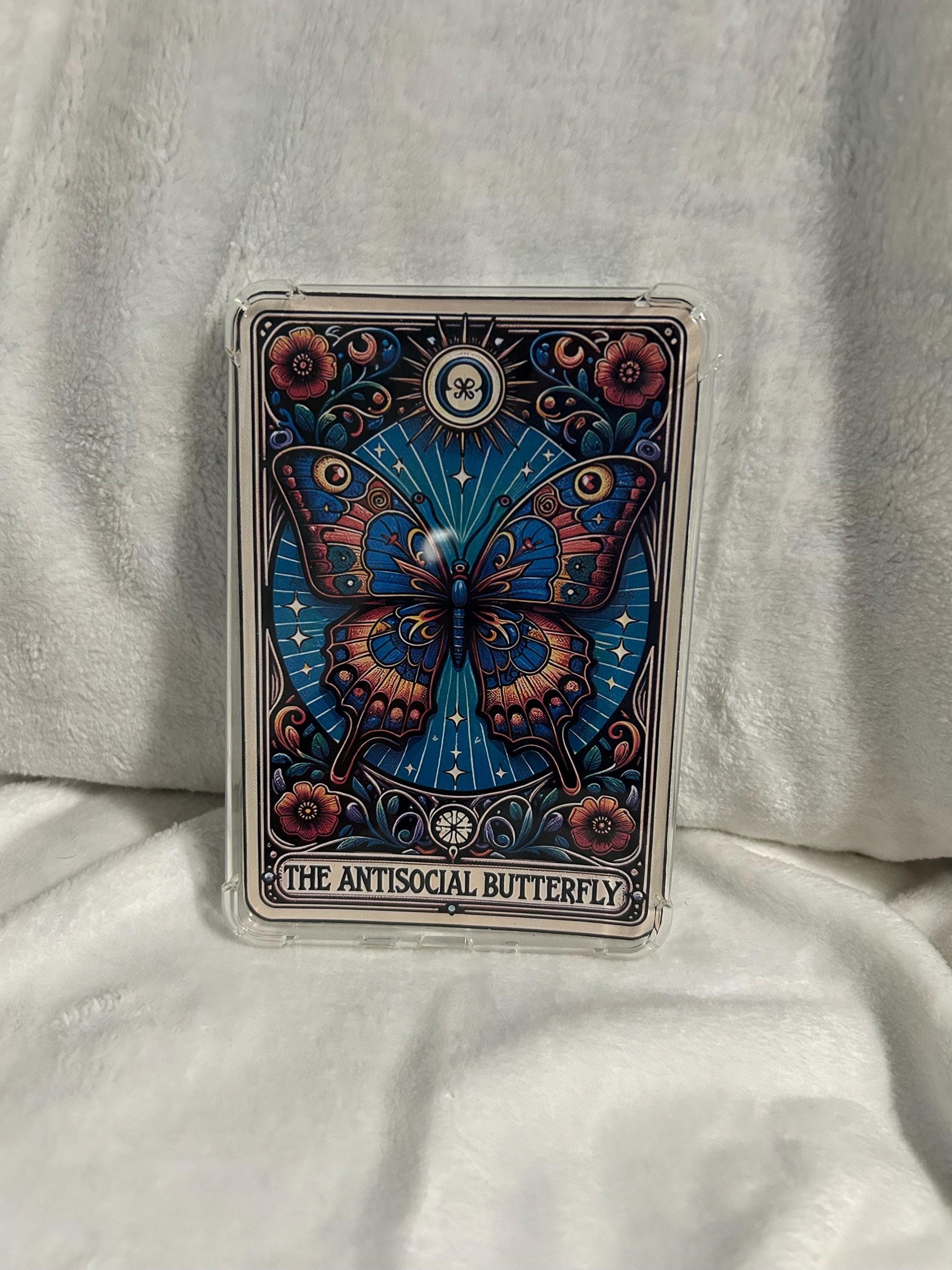 Anti social butterfly kindle e reader insert card for clear case, kindle accessory decoration, kindle, paperwhite, oasis12th gen