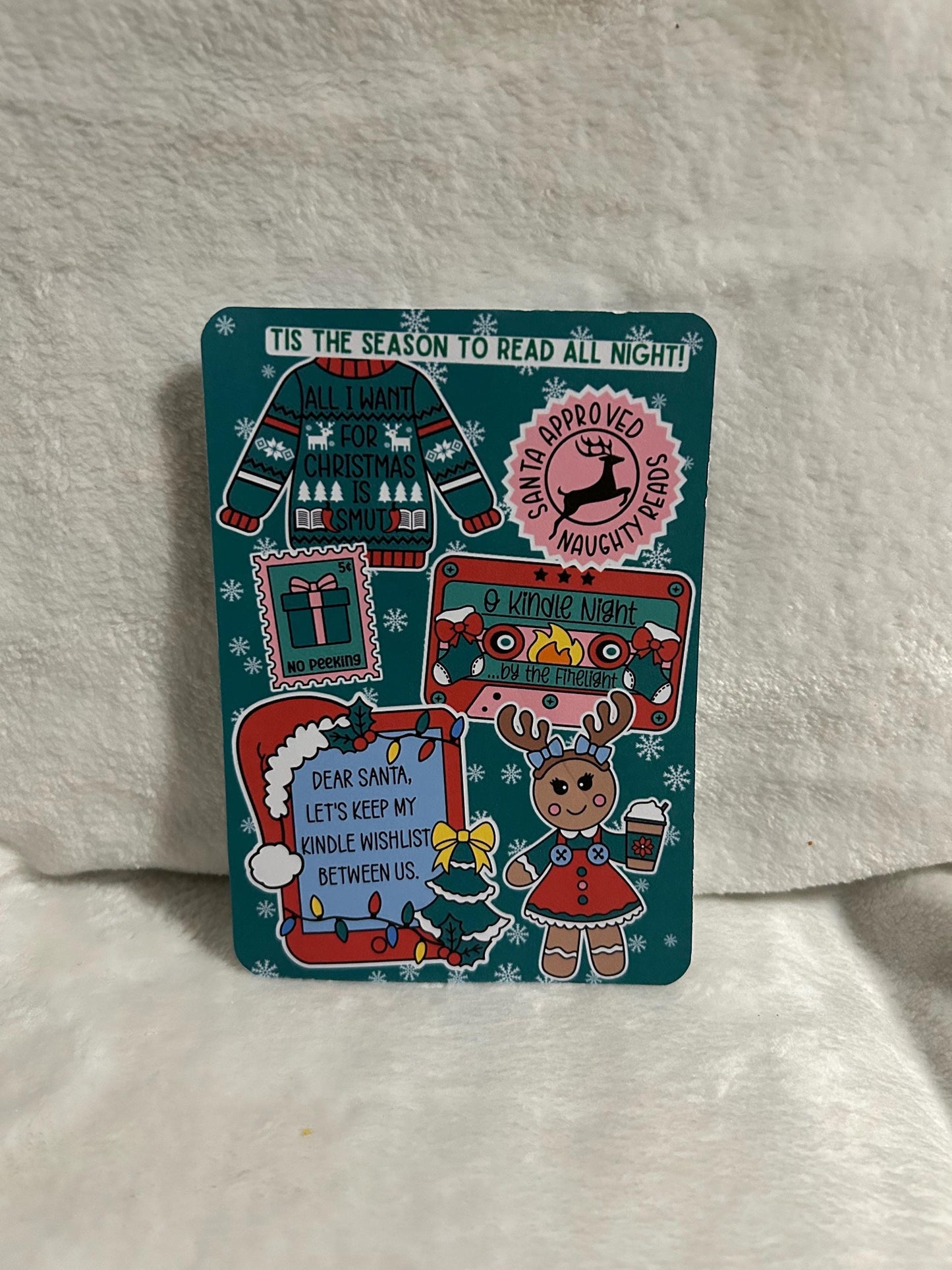 Smutmas Christmas sticker style kindle e reader insert card for clear case, kindle accessory decoration, kindle, paperwhite, oasis12th gen