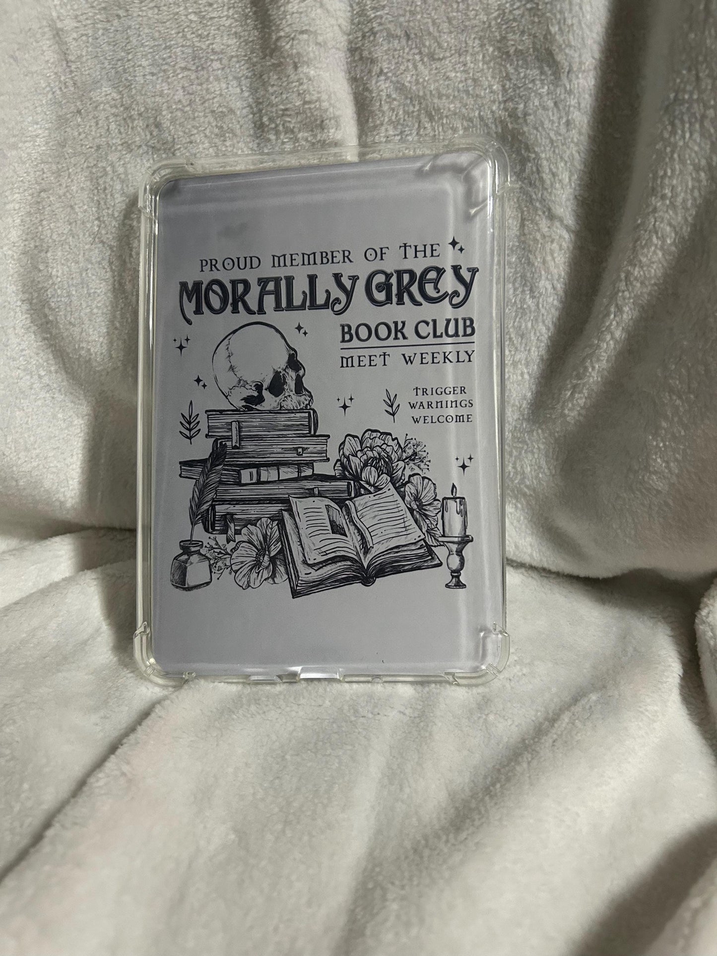 Morally grey book club ombre kindle e reader insert card for clear case, kindle accessory decoration, kindle, paperwhite, oasis12th gen