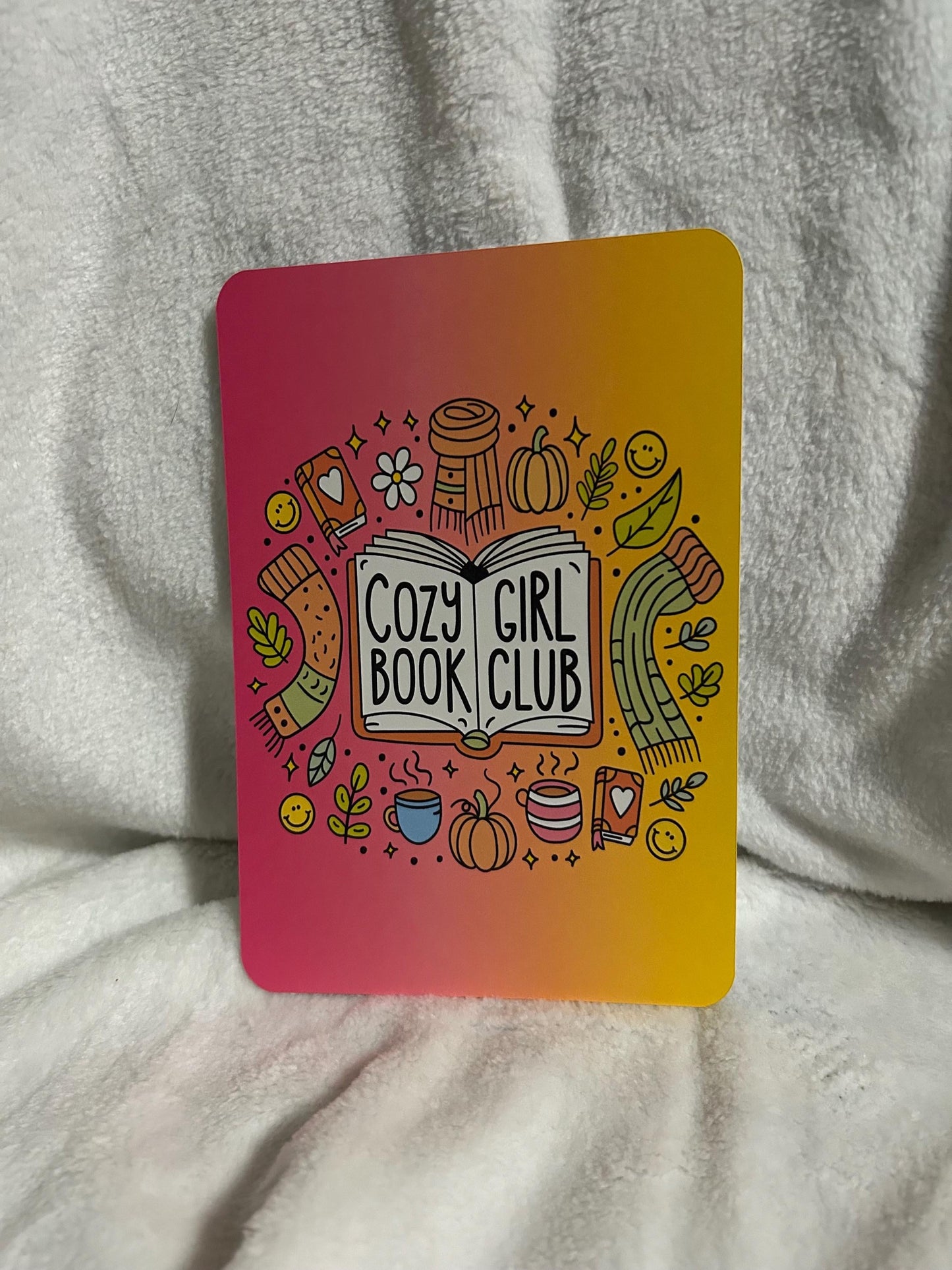 Cozy girl book club ombre kindle e reader insert card for clear case, kindle accessory decoration, kindle, paperwhite, oasis12th gen