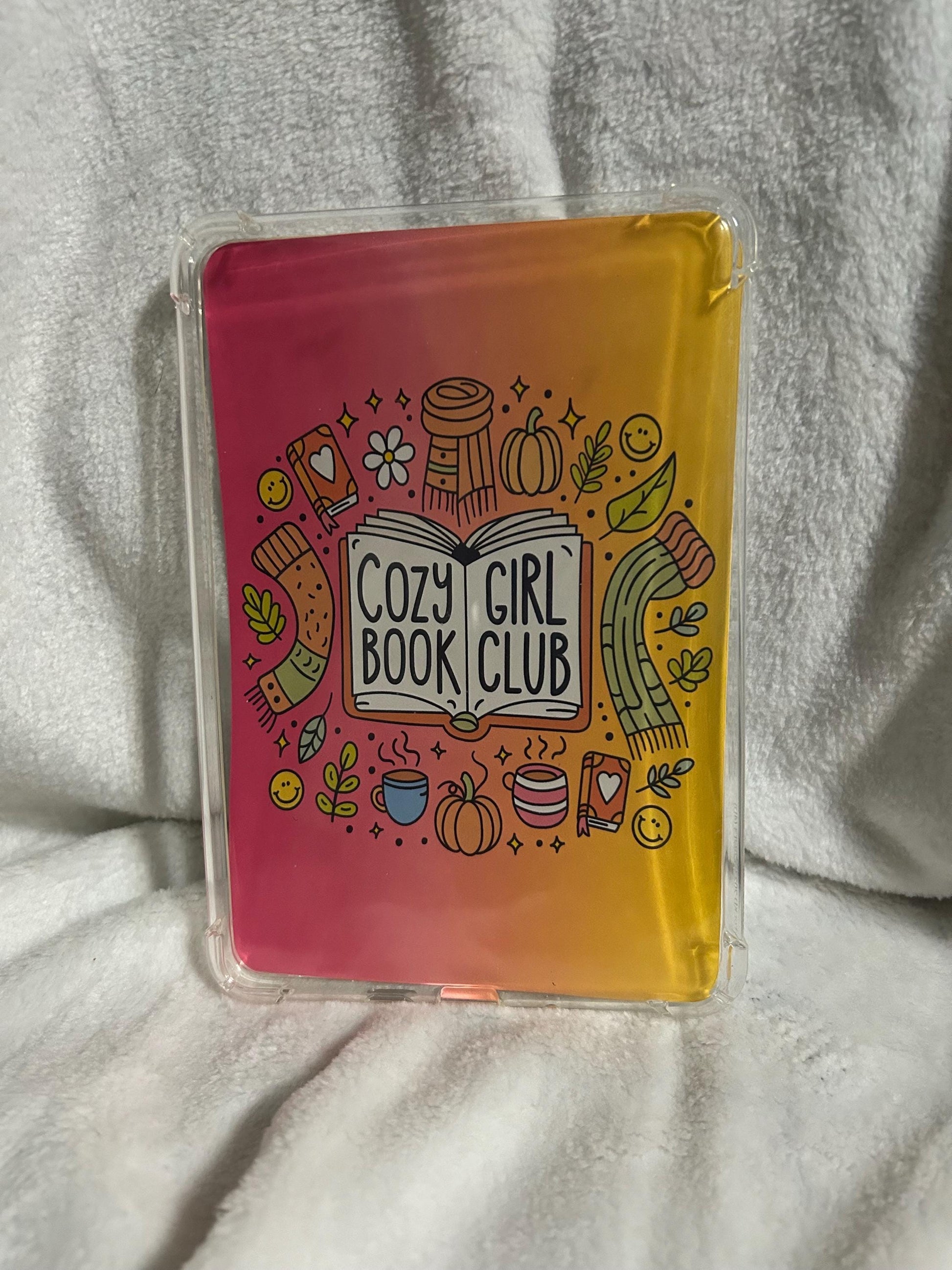 Cozy girl book club ombre kindle e reader insert card for clear case, kindle accessory decoration, kindle, paperwhite, oasis12th gen