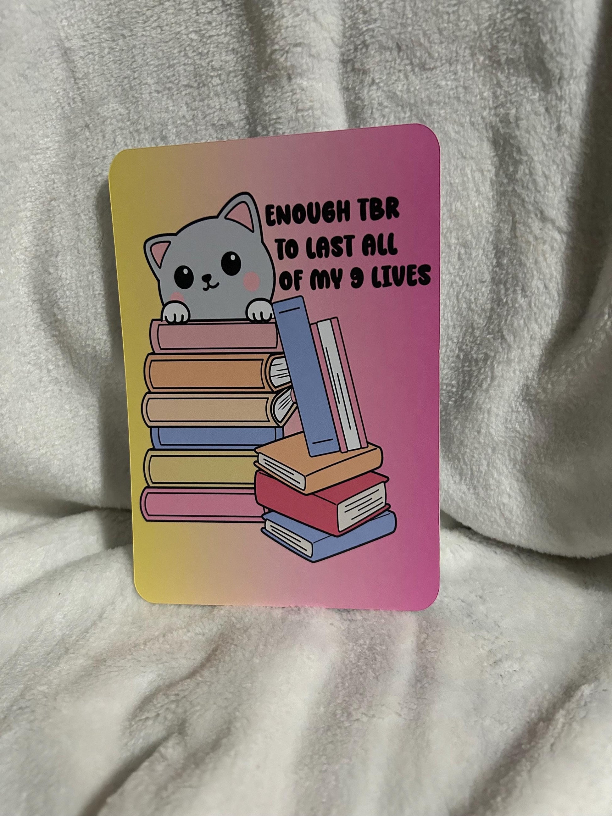 Tbr cat ombre kindle e reader insert card for clear case, kindle accessory decoration, kindle, paperwhite, oasis12th gen