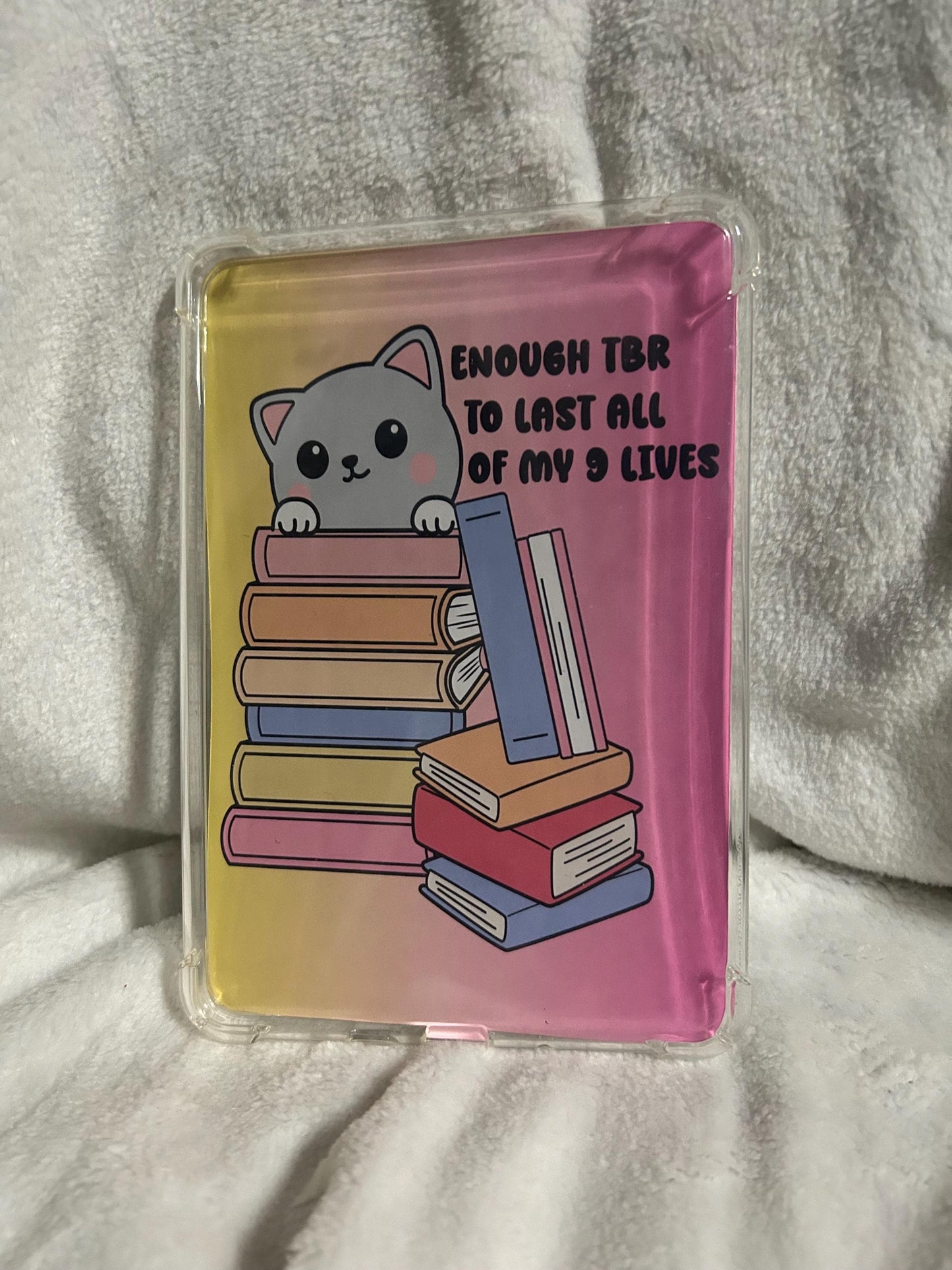 Tbr cat ombre kindle e reader insert card for clear case, kindle accessory decoration, kindle, paperwhite, oasis12th gen