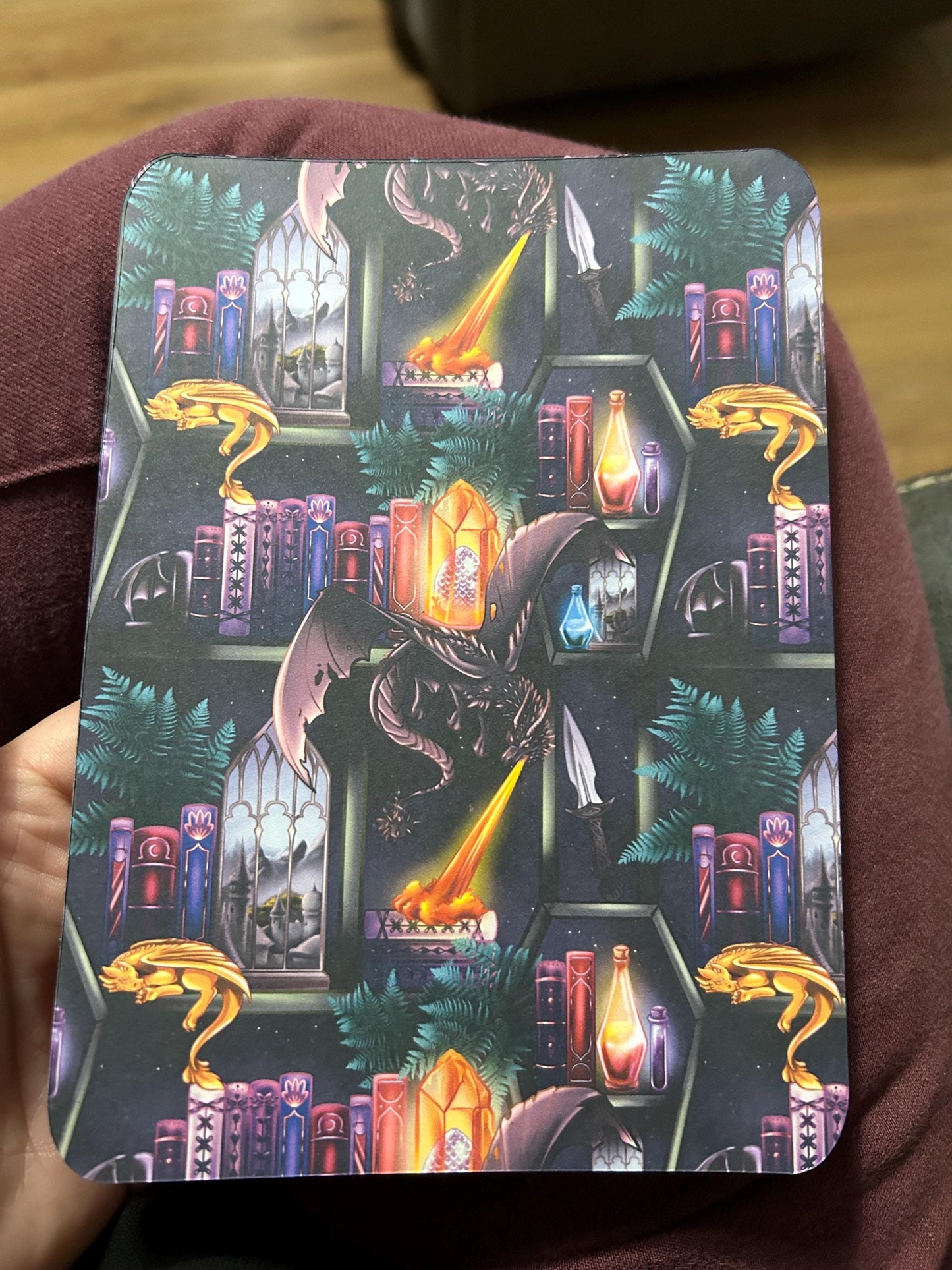 Dragon bookshelf book case kindle e reader insert card for clear case, kindle accessory decoration, kindle, paperwhite, oasis, scribe