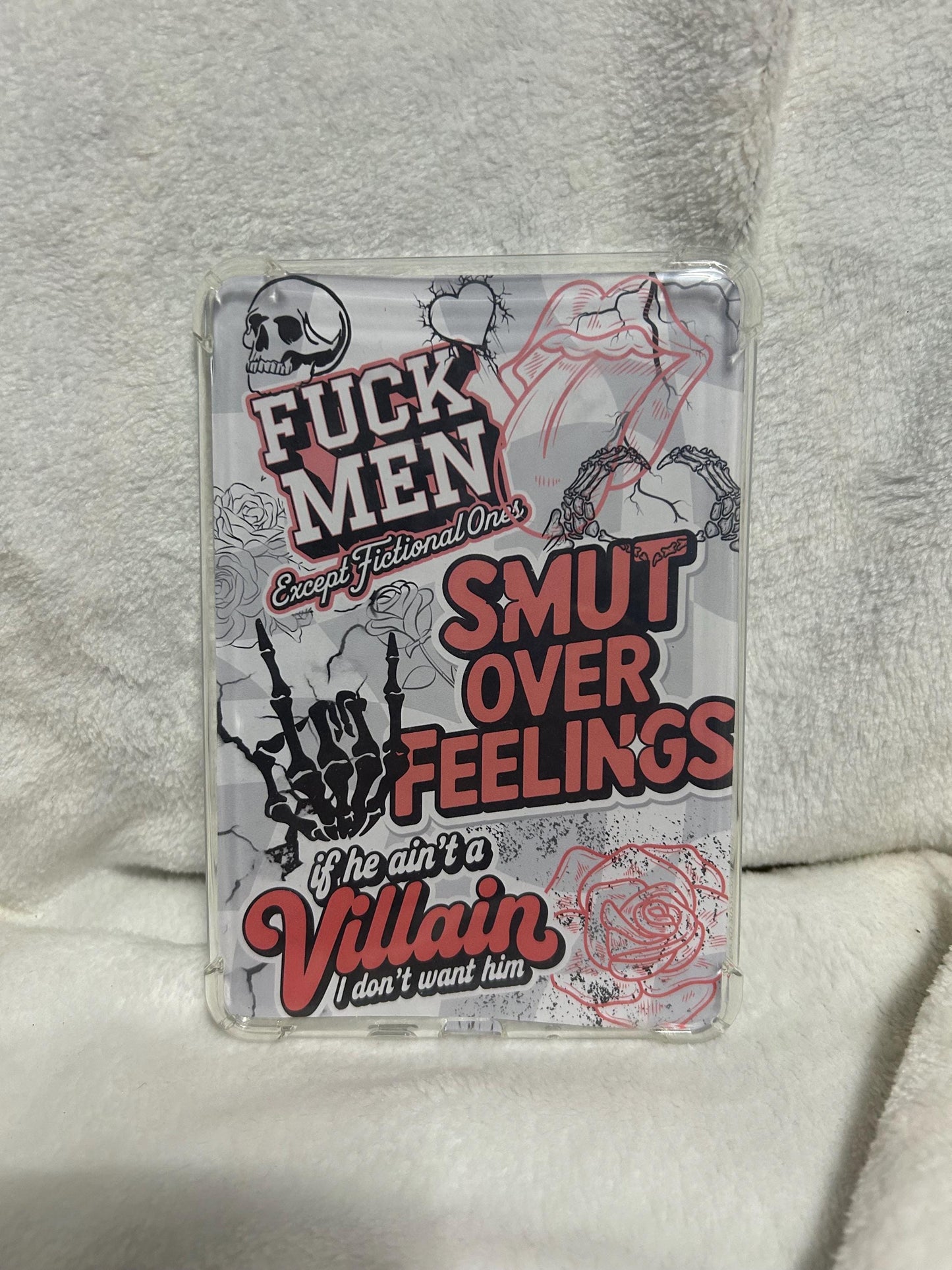 Smut over feelings smutty romance kindle e reader insert card for clear case, kindle accessory decoration, kindle, paperwhite, oas