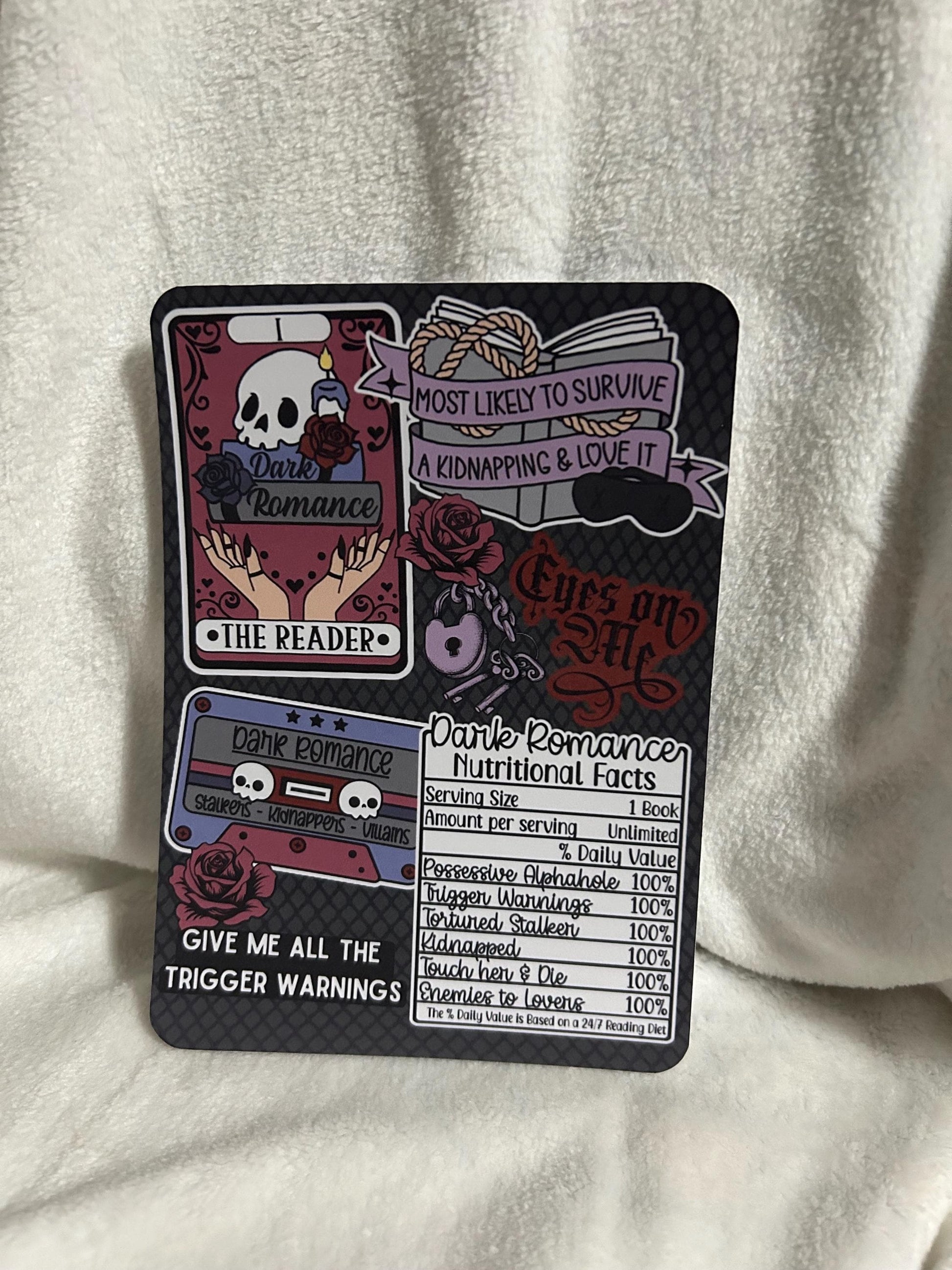 Dark romance sticker style kindle e reader insert card for clear case, kindle accessory decoration, kindle, paperwhite, oasis12th gen